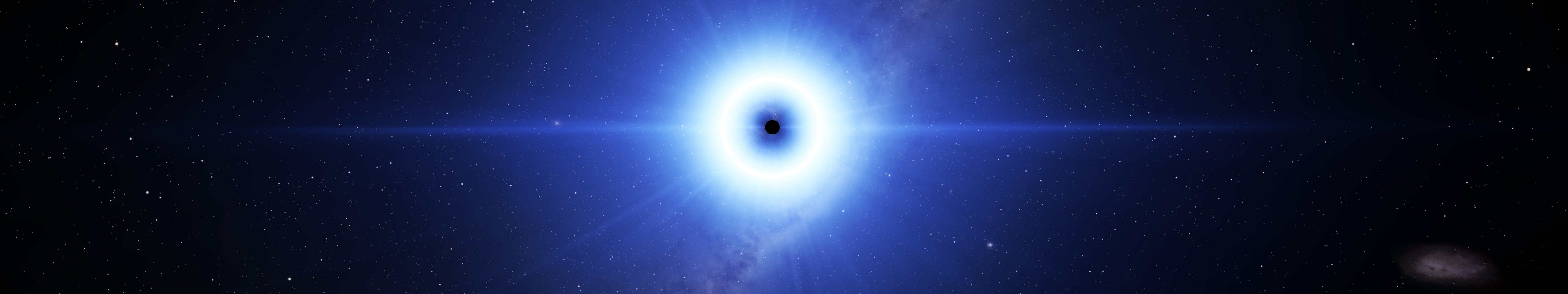 Space Engine Stars Black Holes Gravitational Lens Space Art Digital Art CGi 3D Render 5760x1080