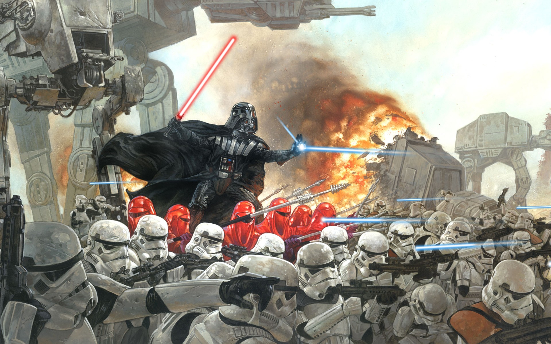 Star Wars Darth Vader Storm Troopers AT AT AT ST Imperial Forces Battle Sith War Science Fiction AT  1920x1200