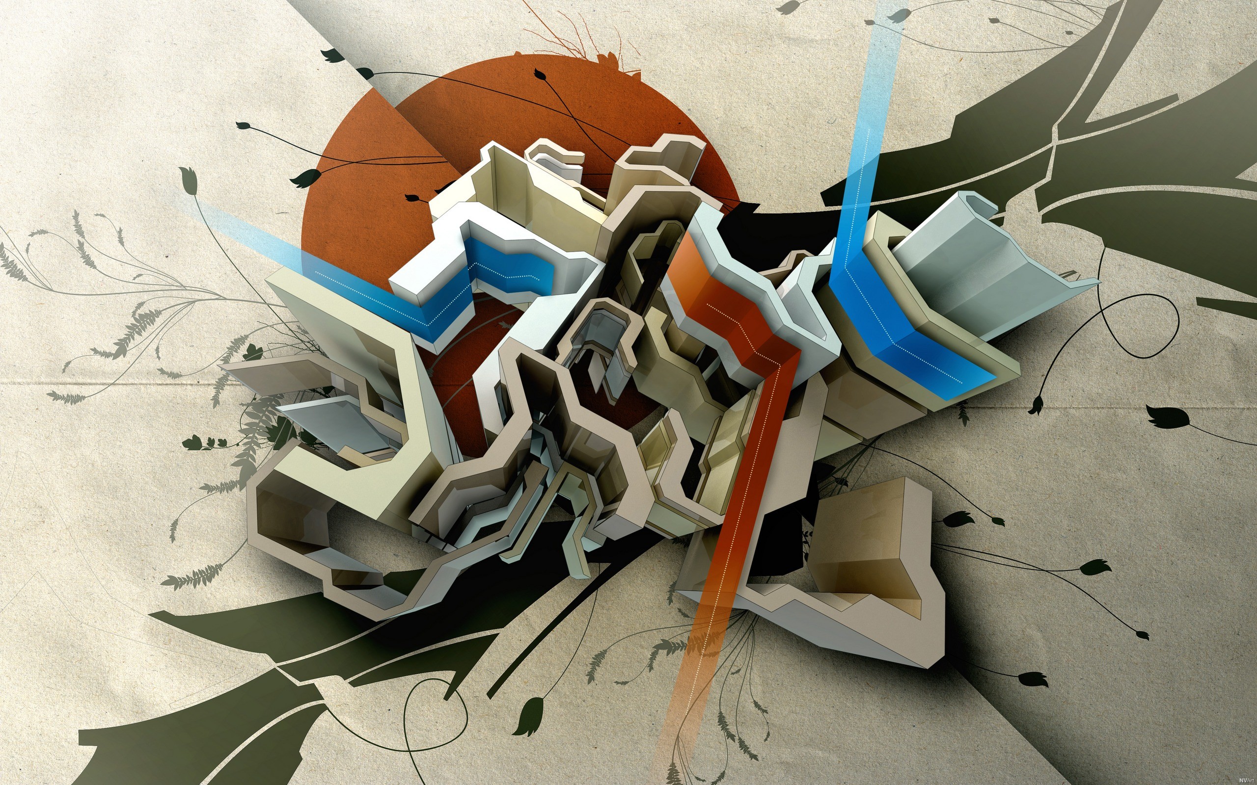 Abstract Colorful 3D Digital Art Shapes Render 2560x1600