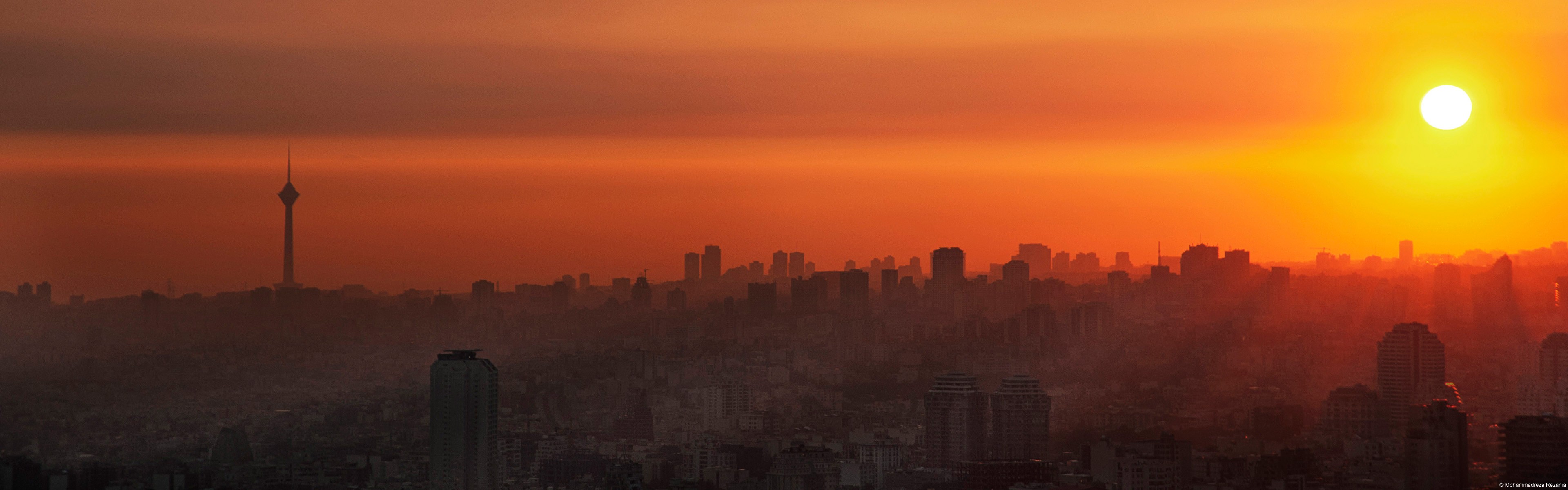 Iran Tehran City Tower Sunset 3840x1200