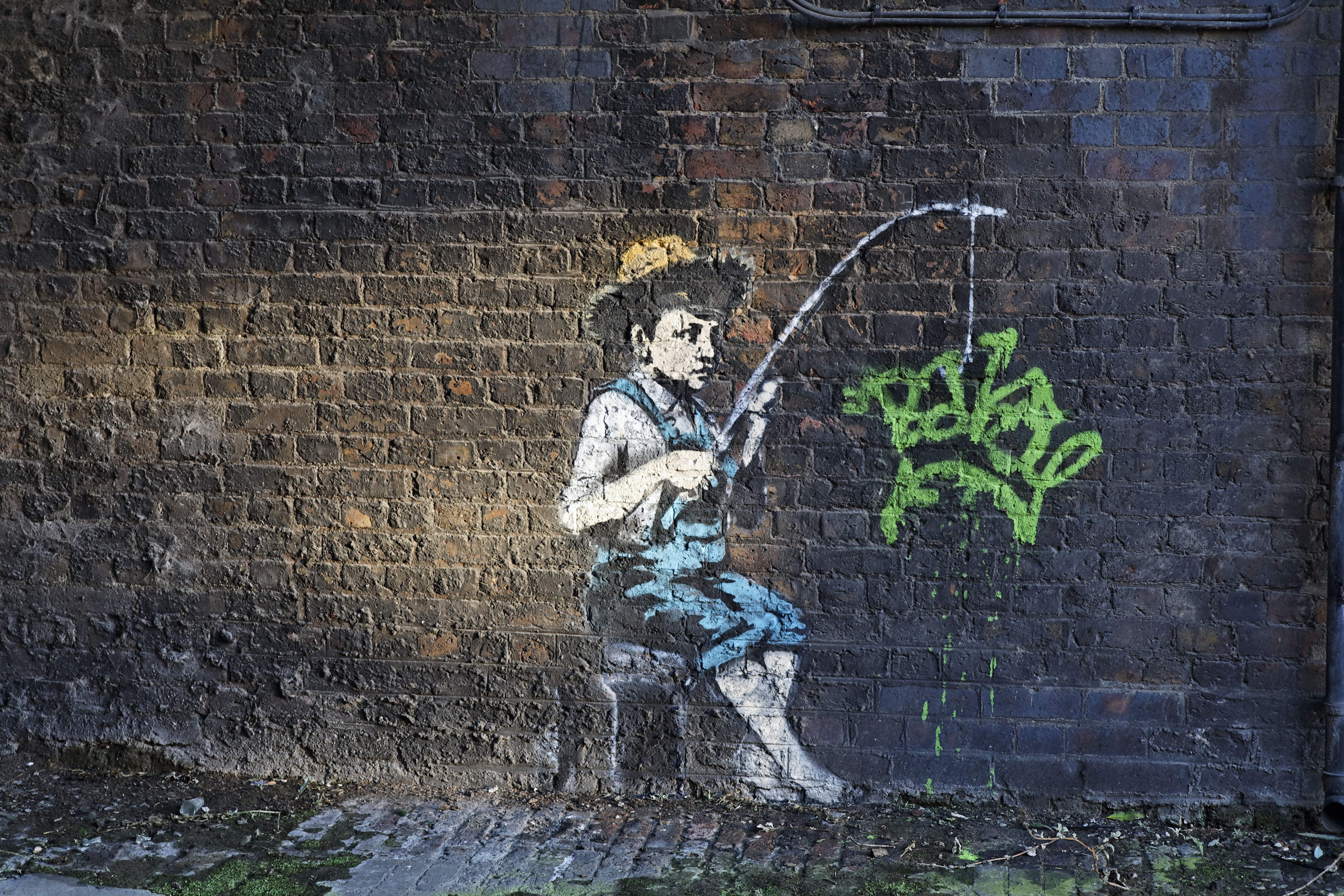 Banksy Graffiti Wall Bricks 4368x2912