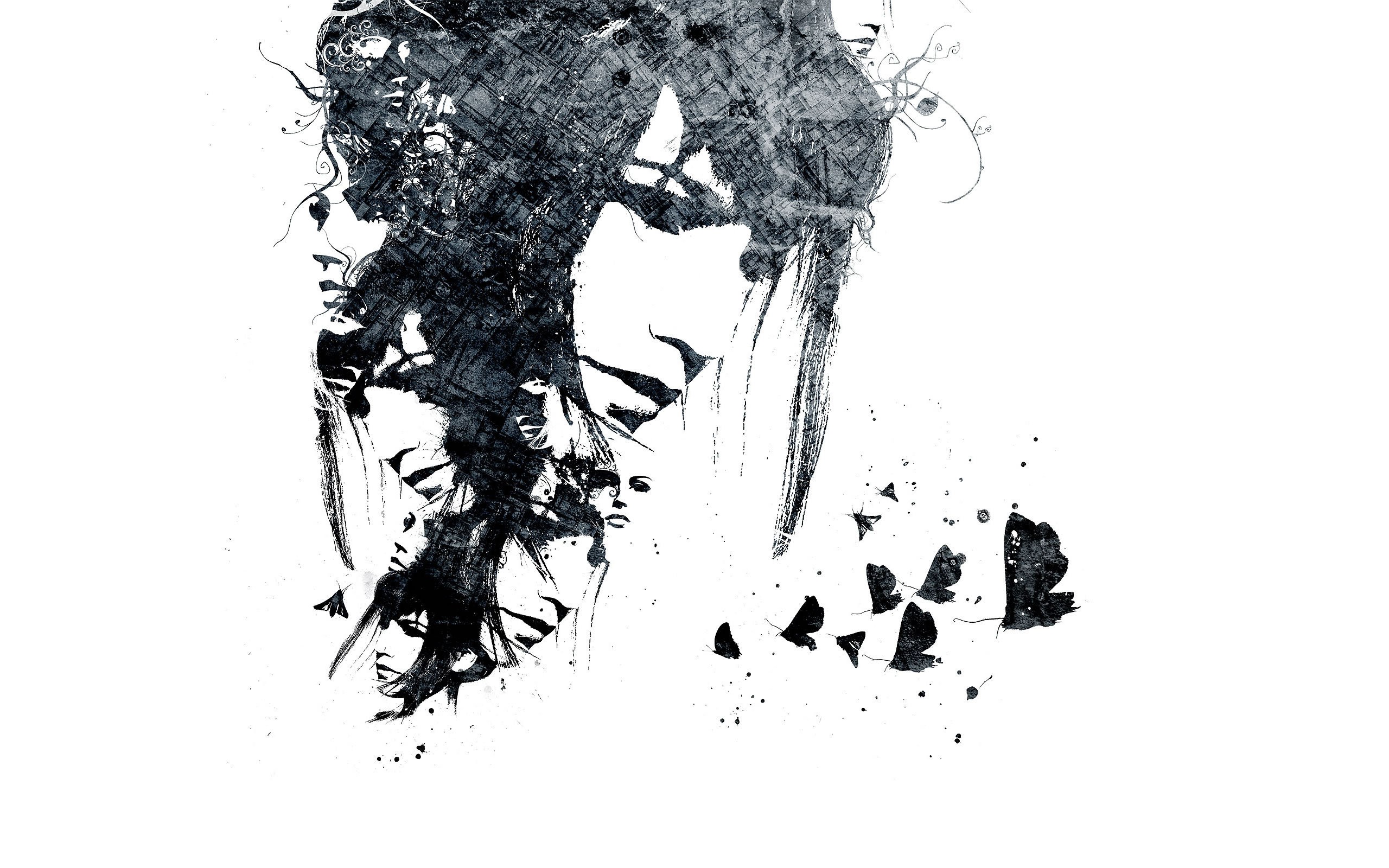 Abstract Alex Cherry Face Moths Digital Art Artwork 2560x1600