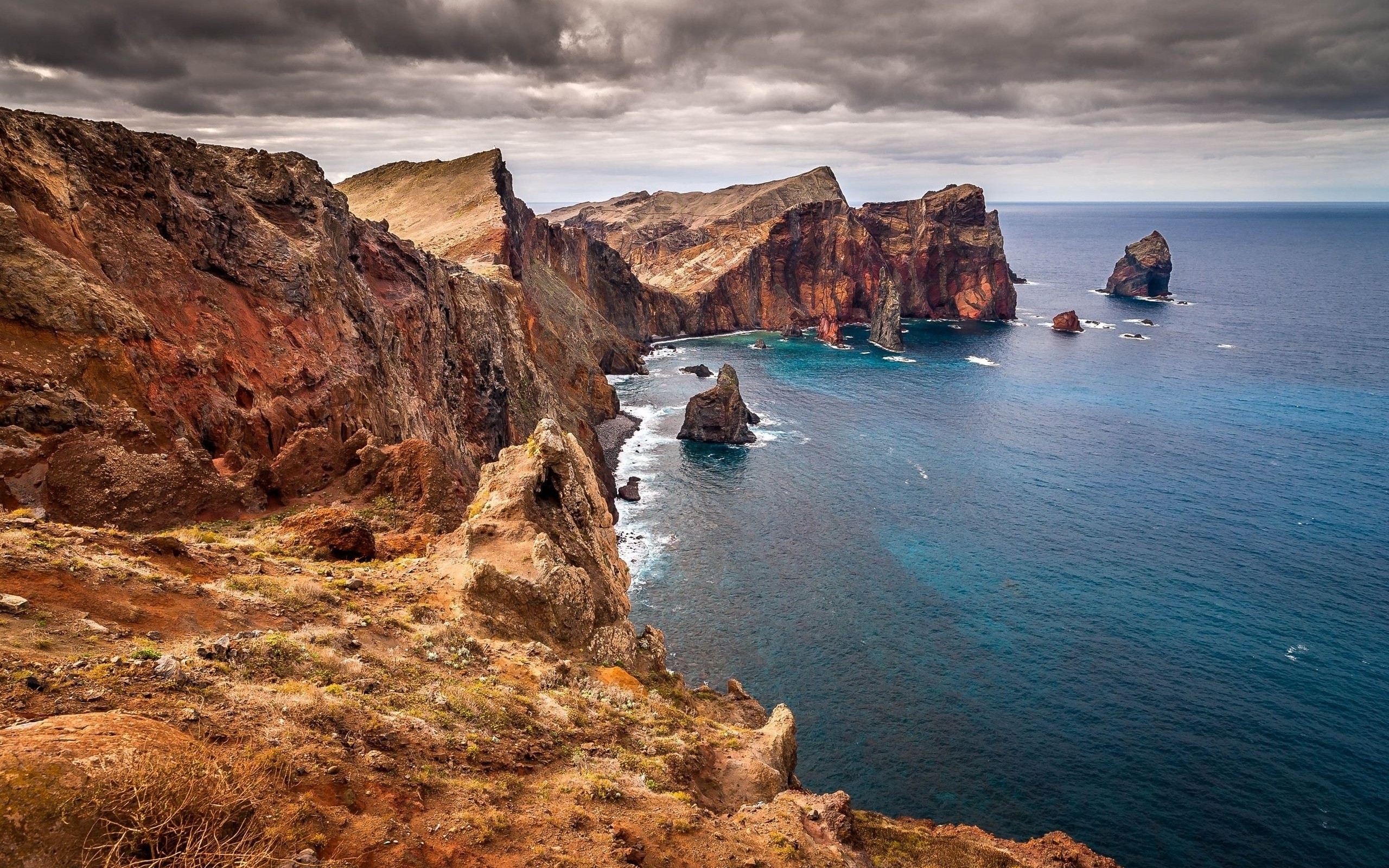 Coast Sea Landscape Madeira Peninsula Rocks 2560x1600