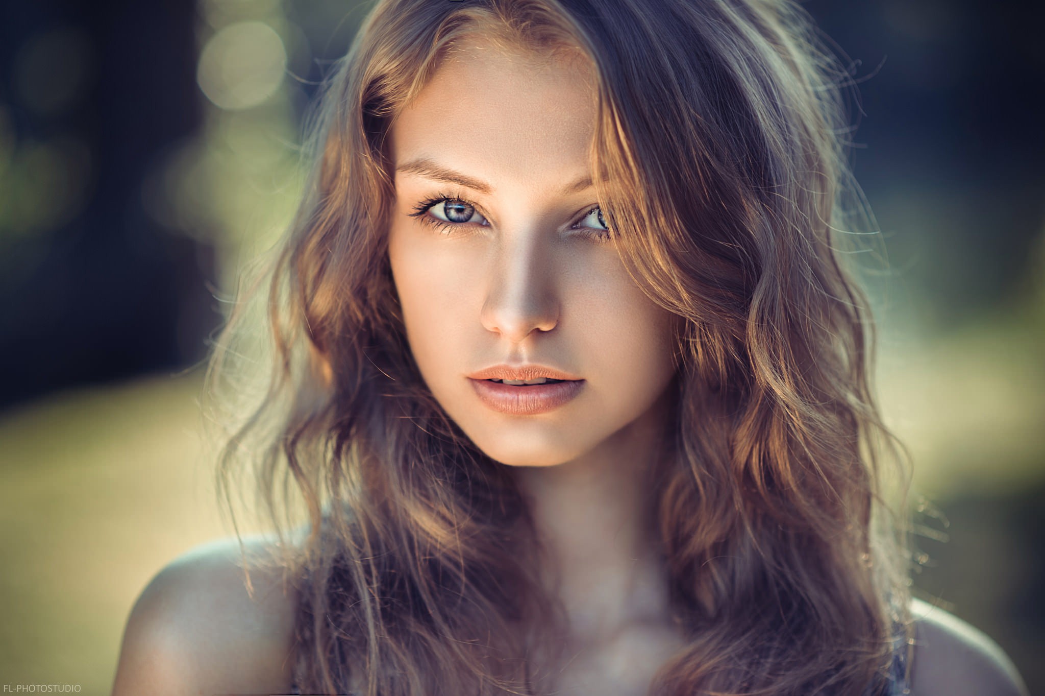 Women Model Face Portrait Lods Franck Blonde Lea Cuvillier Hair Covering Eyes Wavy Hair 2048x1363