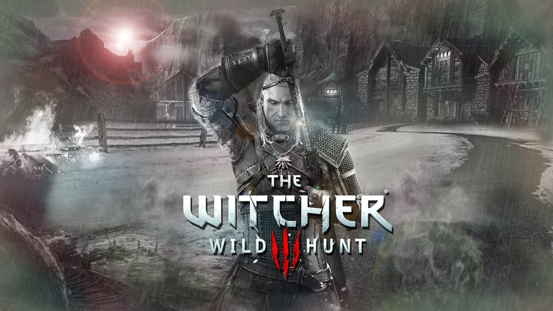The Witcher 3 Wild Hunt Dragon Sword Geralt Of Rivia Town Horse People Fire Ice Mountains Sun The Wi 1920x1080