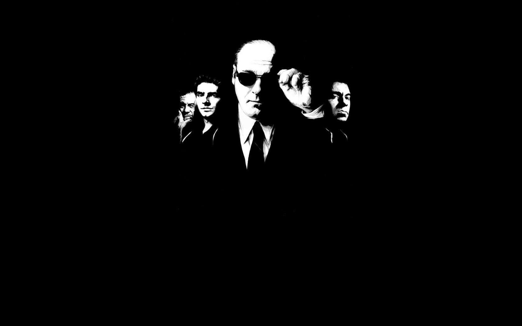 The Sopranos James Gandolfini Mafia Artwork Black Background Minimalism TV Crime Gangster 1680x1050