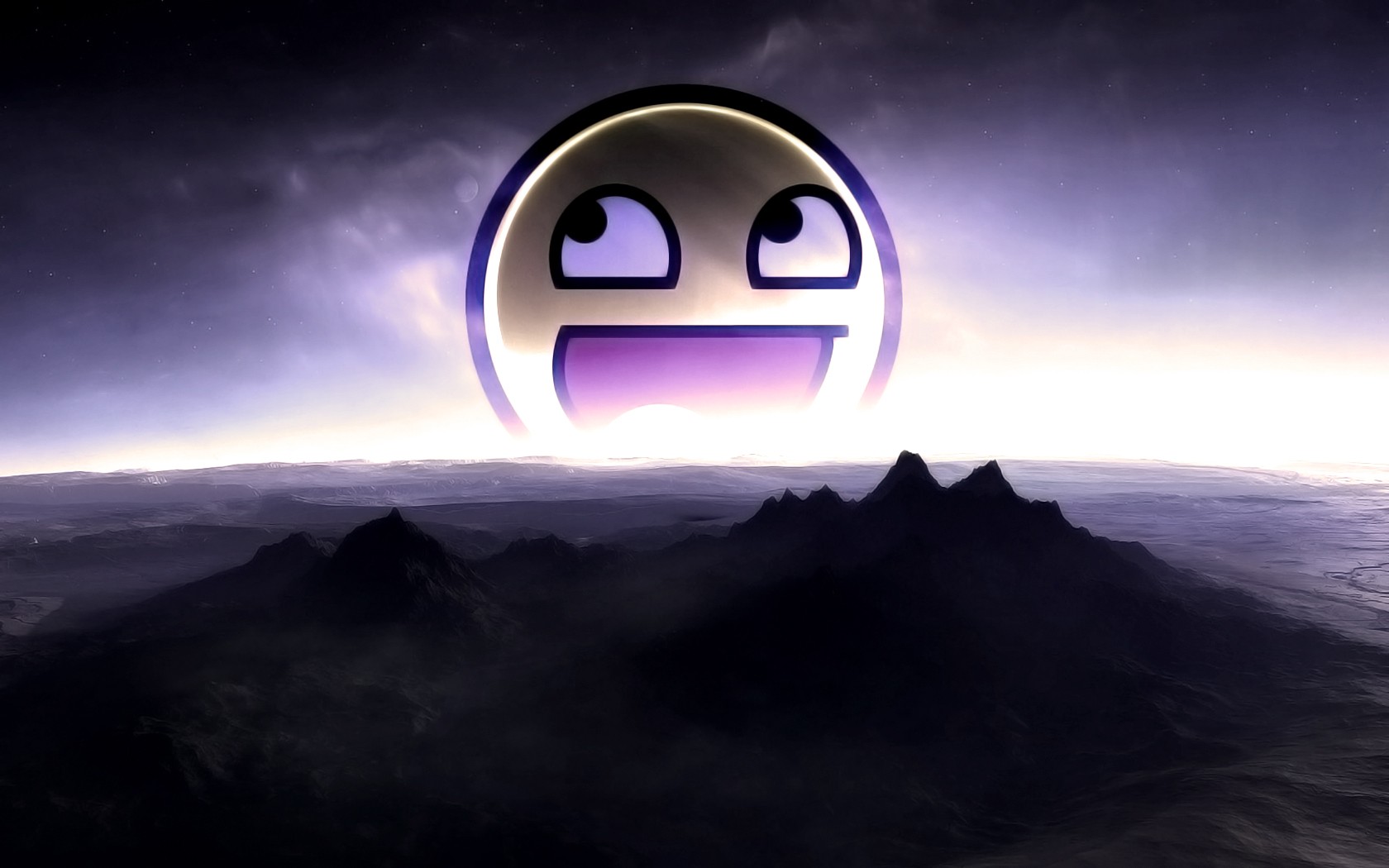 Awesome Face Digital Art Smiley Nature 1680x1050