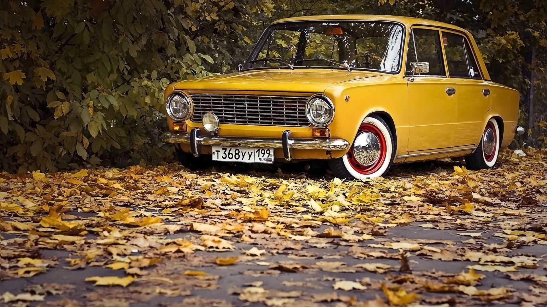 Car Old Car Russian Cars LADA VAZ Lada 2101 VAZ 2101 Nature Trees Fall Vehicle Leaves Vintage Tuning 1920x1080