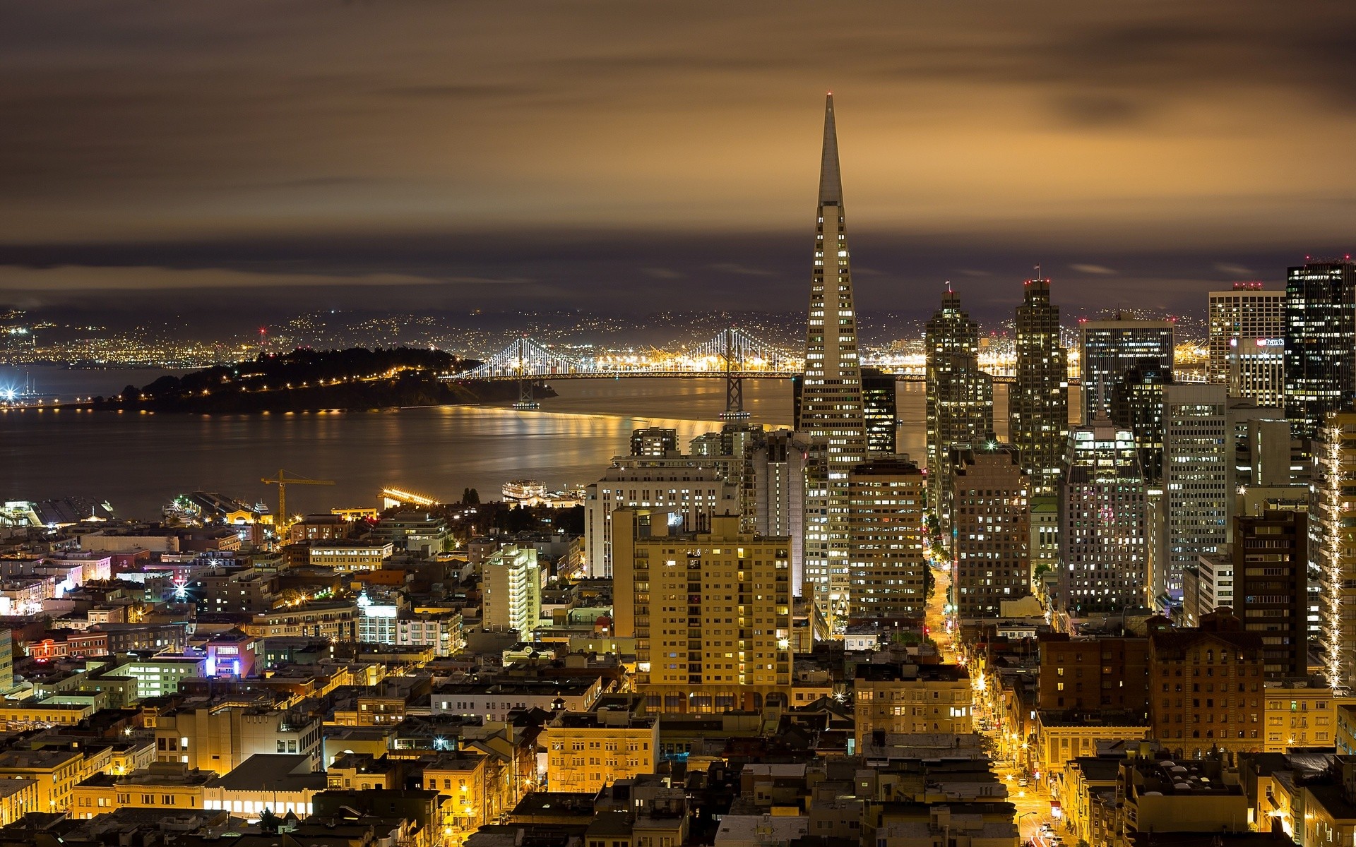 San Francisco Cityscape City City Lights San Francisco Oakland Bay Bridge 1920x1200