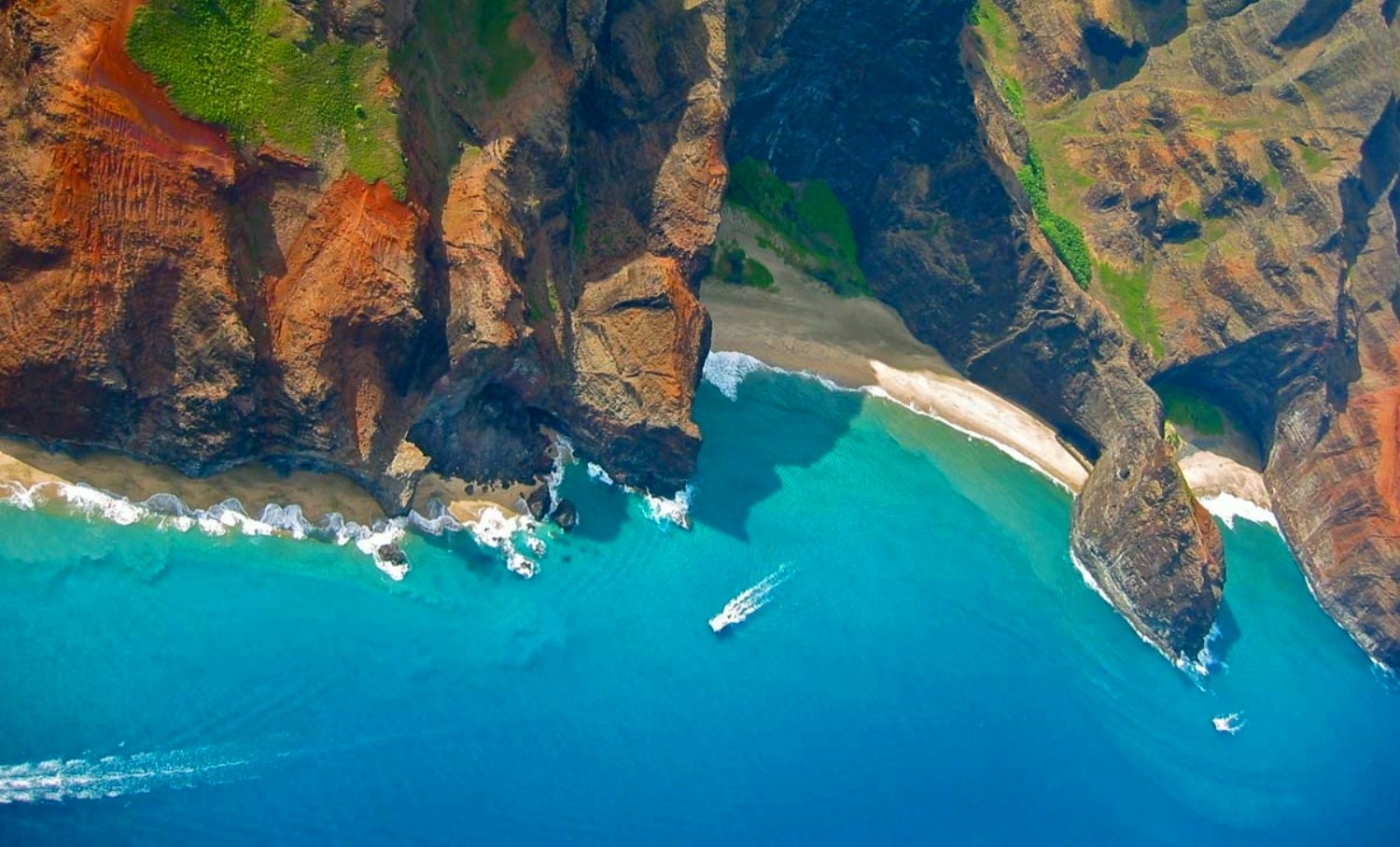 Kauai Hawaii Island Mountains Beach Sea Sand Cliff Coast Aerial View Vacation Nature Landscape Na Pa 1500x907