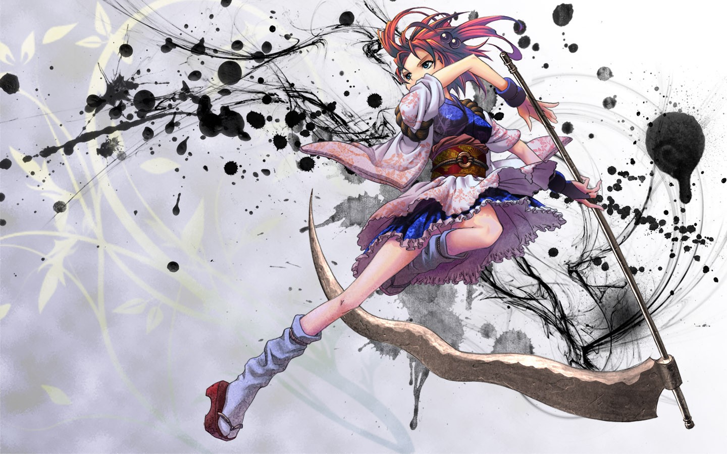 Anime Anime Girls Touhou Onozuka Komachi Legs Weapon Fantasy Girl 1440x900