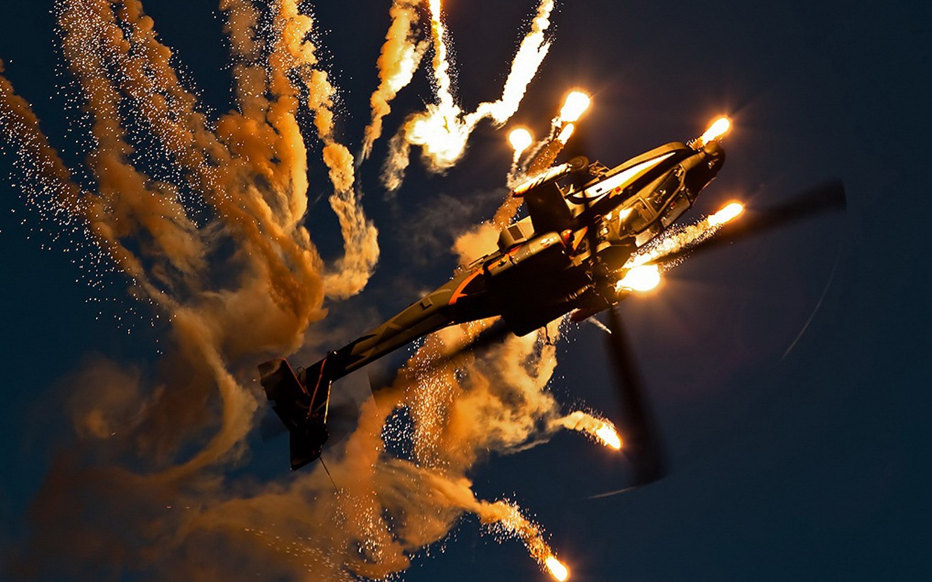Boeing Apache AH 64D Helicopters Flares AH 64 Apache Vehicle Military Aircraft 1920x1200