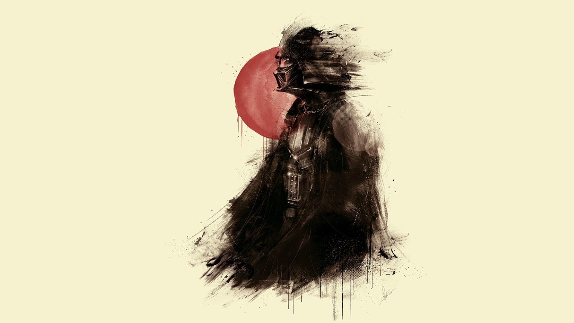 Red Sun Darth Vader Red Artwork Sith Simple Background Minimalism Fantasy Art Fan Art 1920x1080