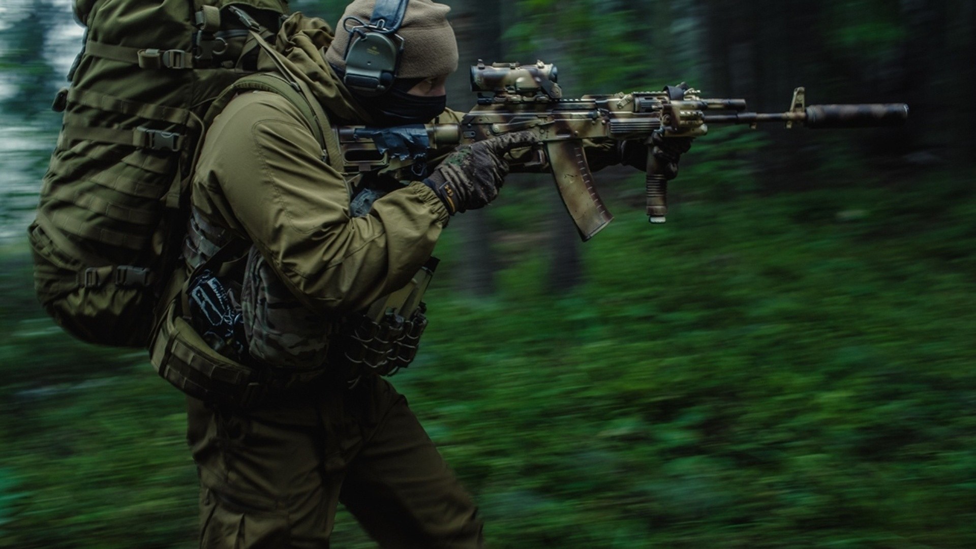 War Soldier Supressor Commando Military Russia Russian Spetsnaz Special Forces Weapon Rifles AK 12 1920x1080