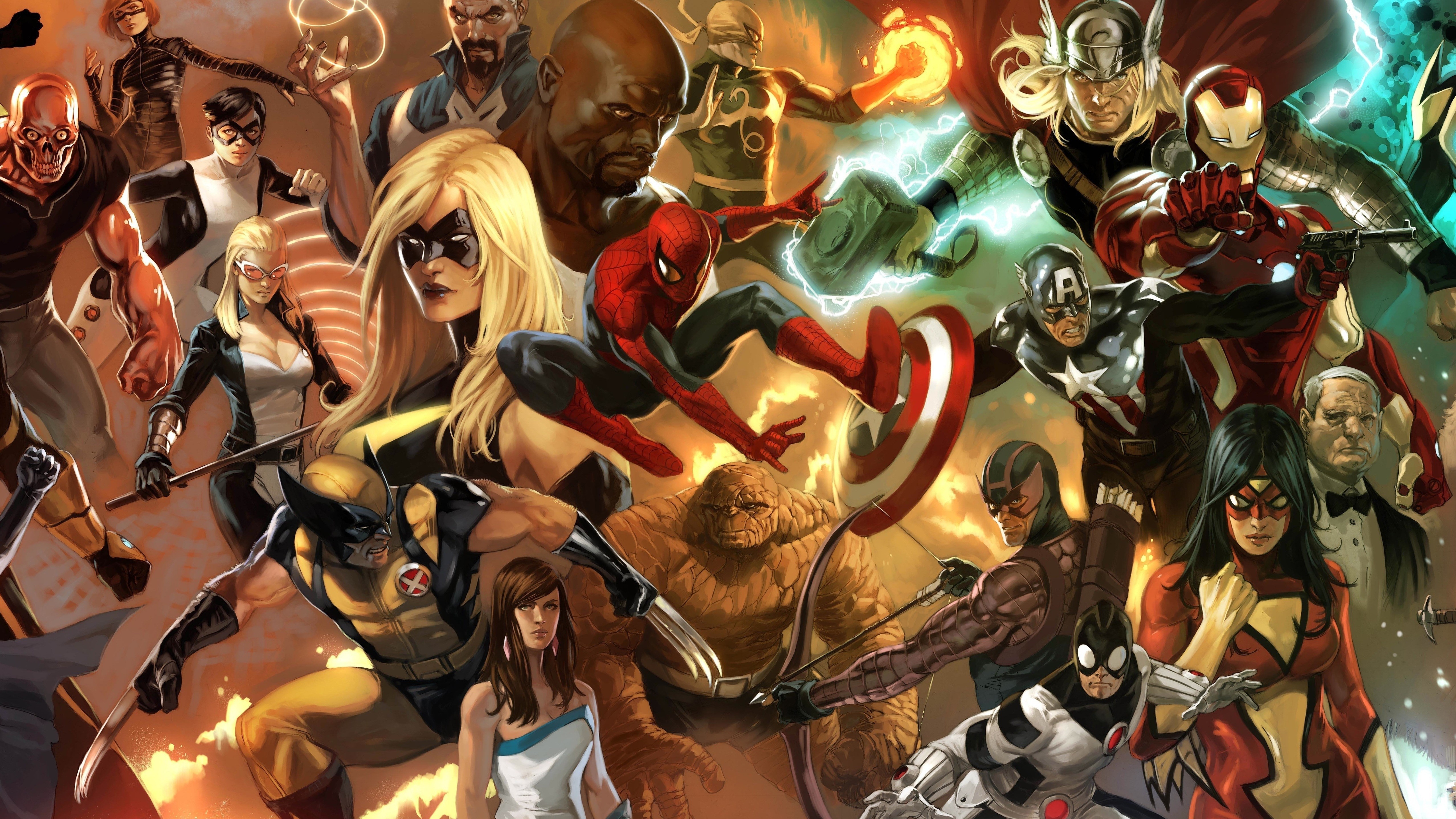 Wolverine Spider Man Hawkeye Iron Man Thor Captain America Black Widow Marvel Comics Spider Woman Ms 5111x2874