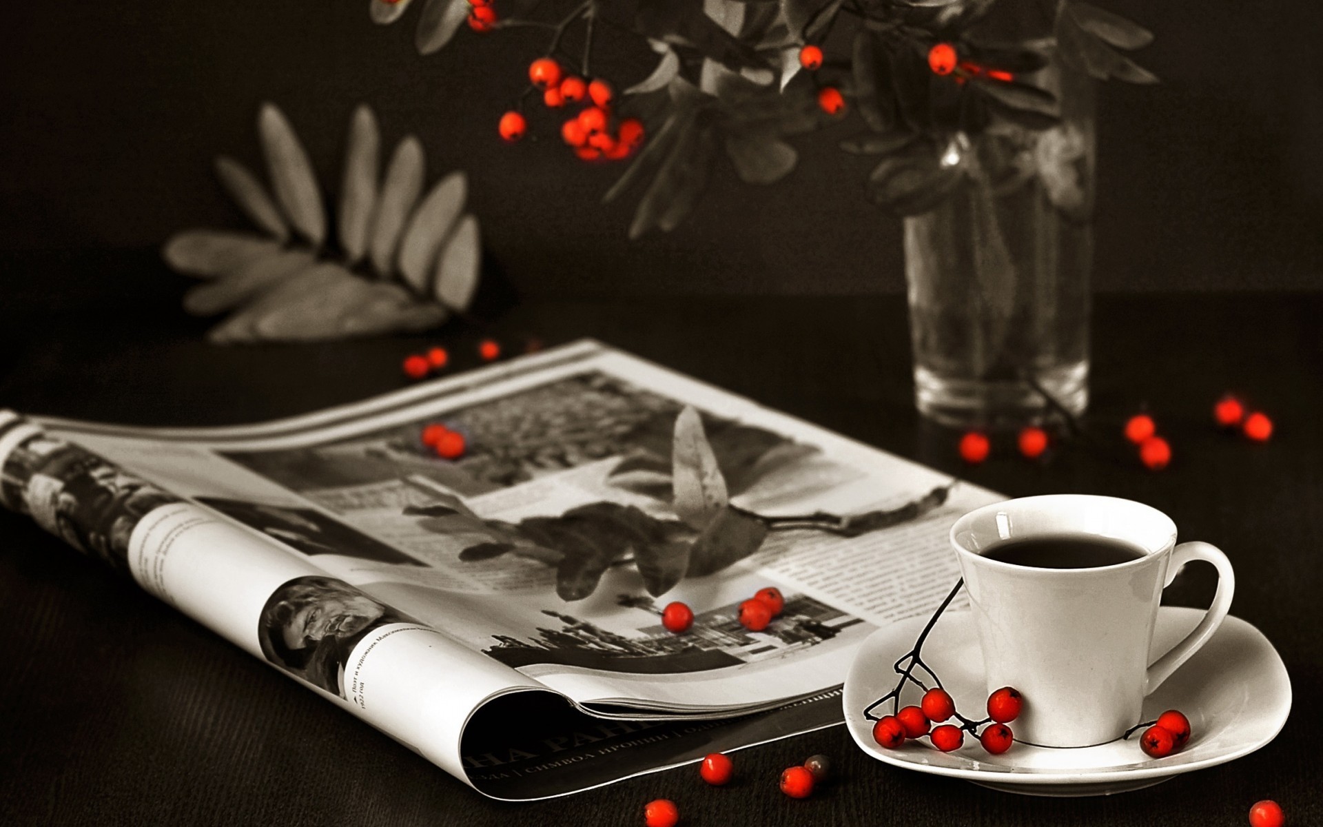 Cup Selective Coloring Magazines Coffee Berries 1920x1200