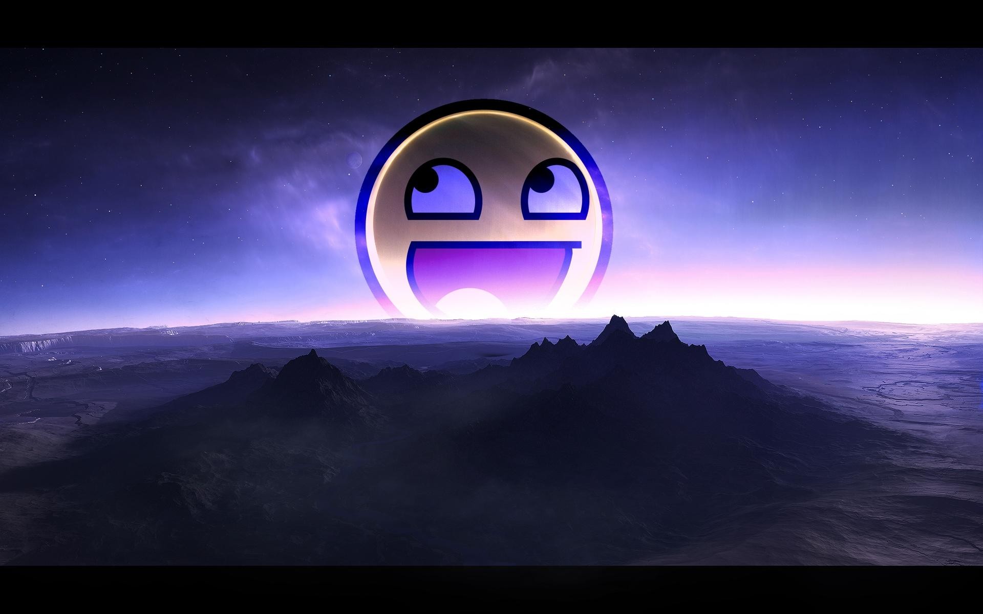 Horizon Memes Awesome Face Mountains Smiley Digital Art 1920x1200