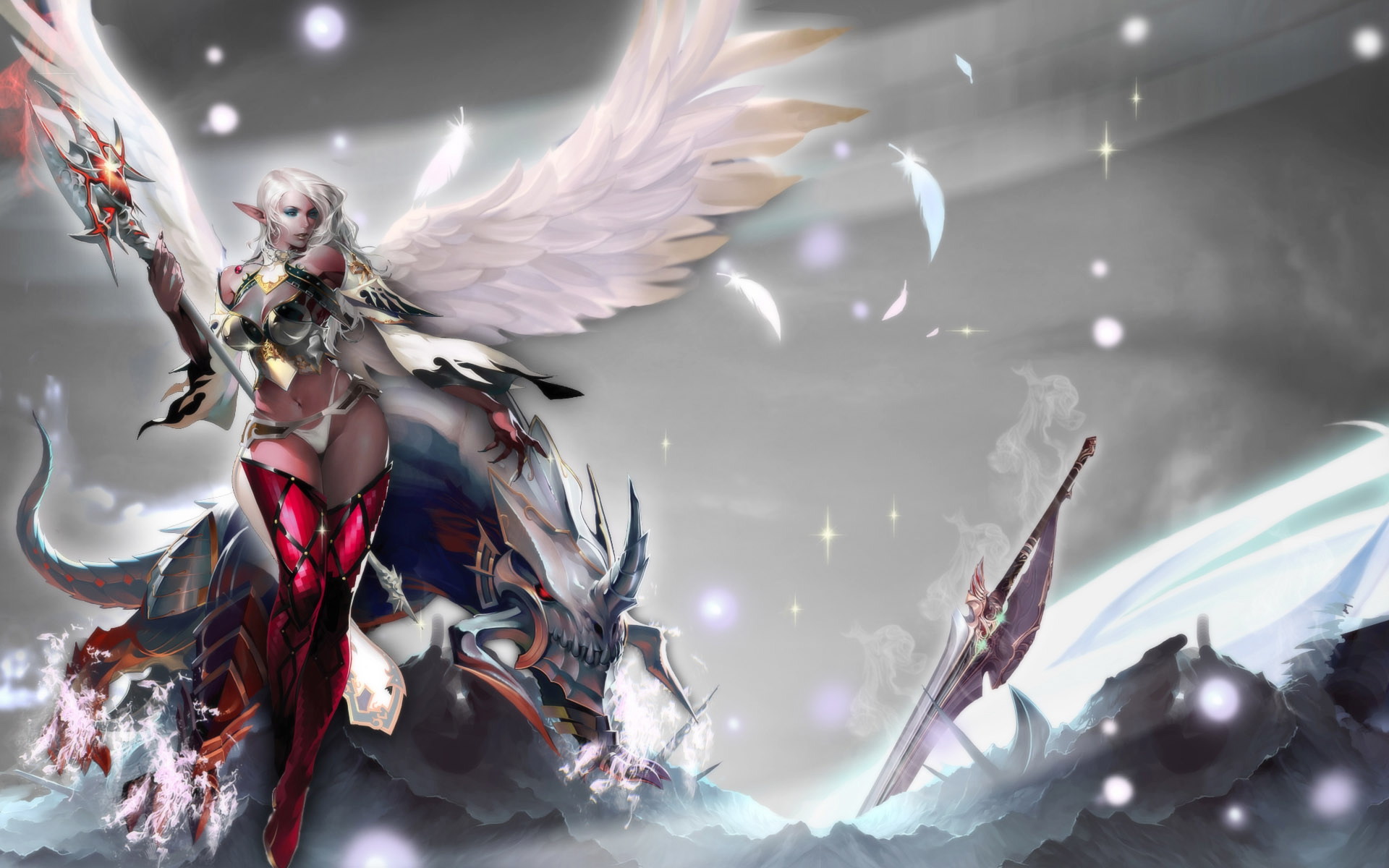 Lineage Ii Metal Elf Wings Sword Axe Feather Lineage Kamael 1920x1200