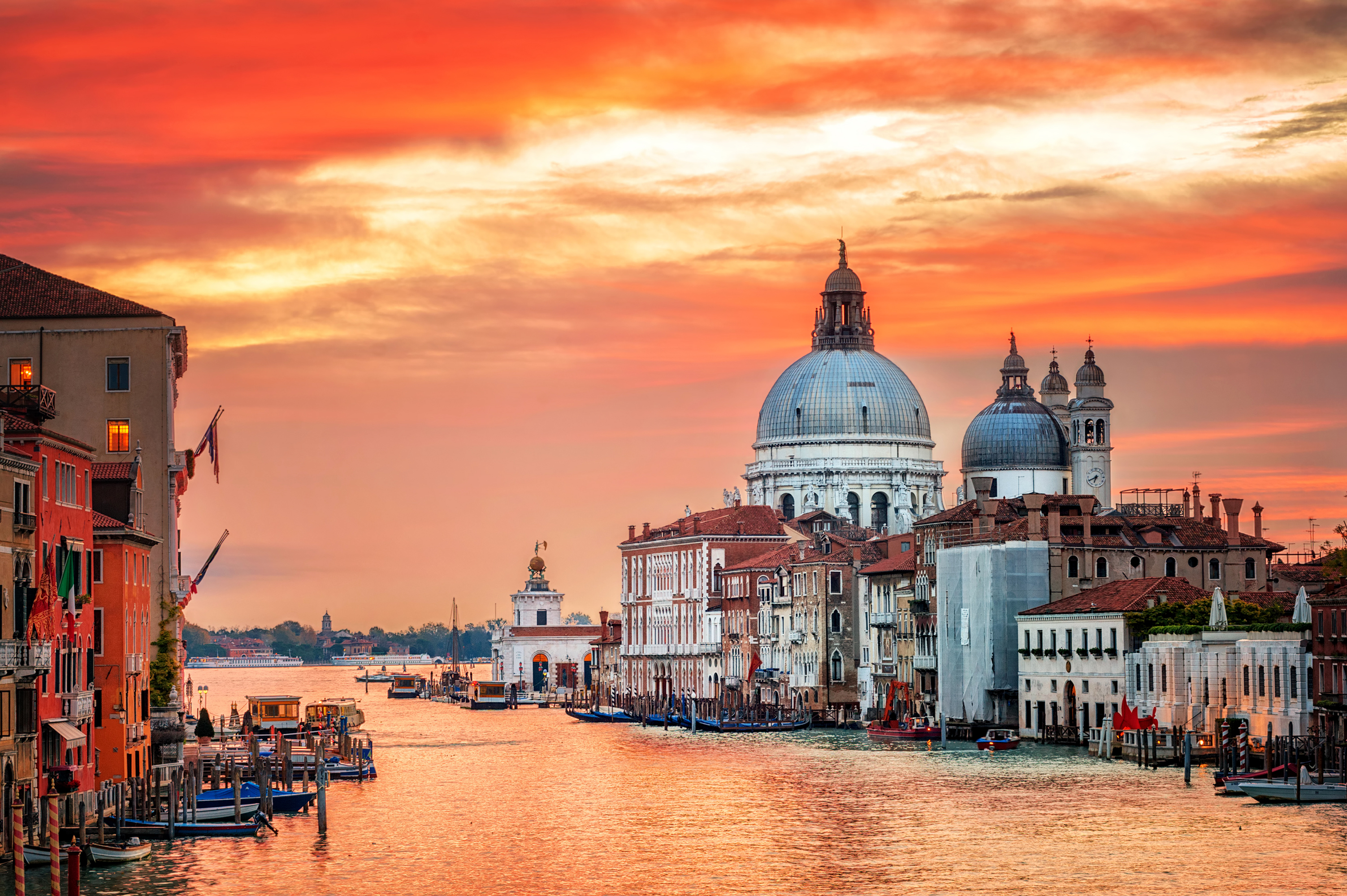 Venice Grand Canal Sunset City Building Italy Dome 3005x2000