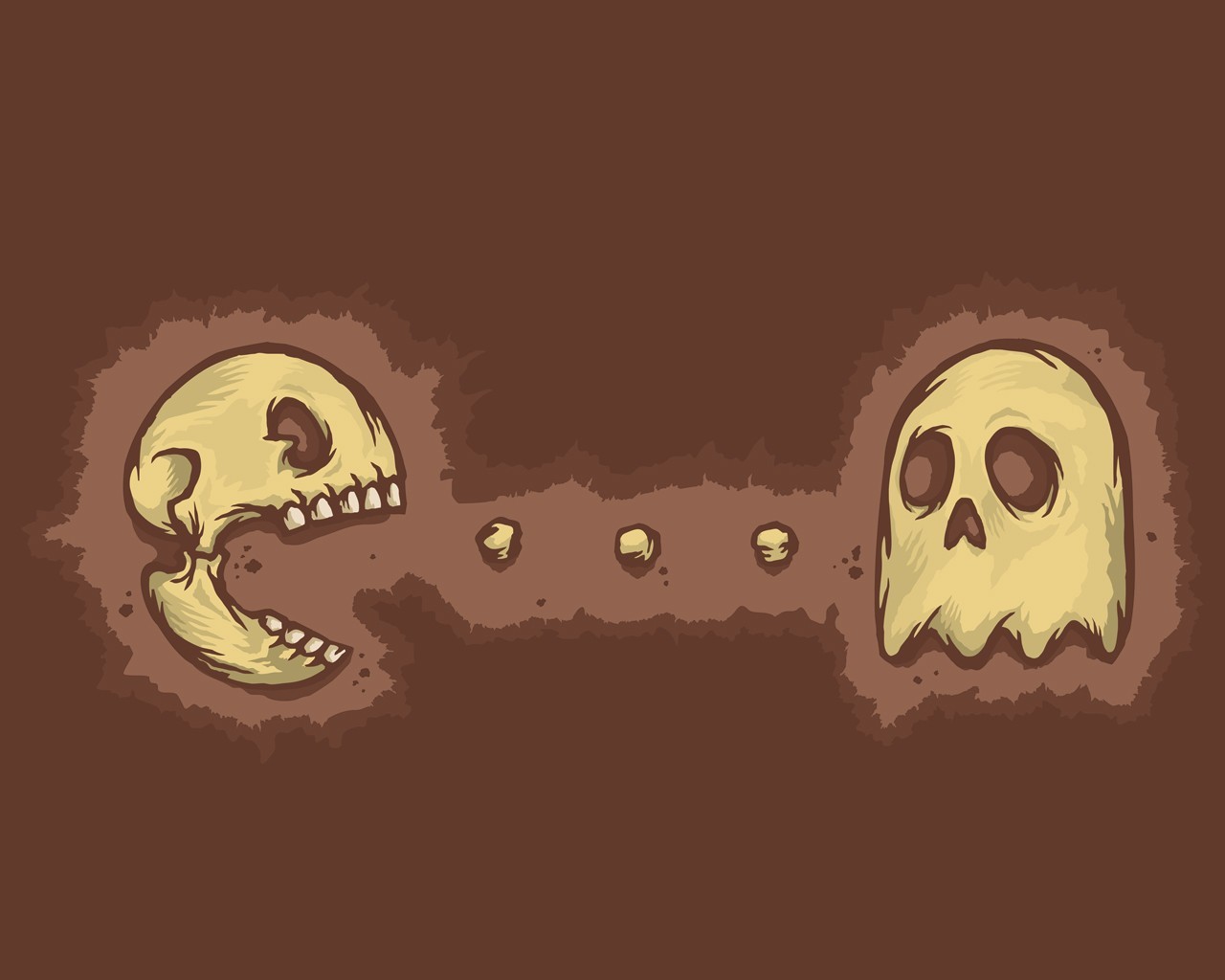 Skull Pacman Video Games Video Game Art Simple Background 1280x1024