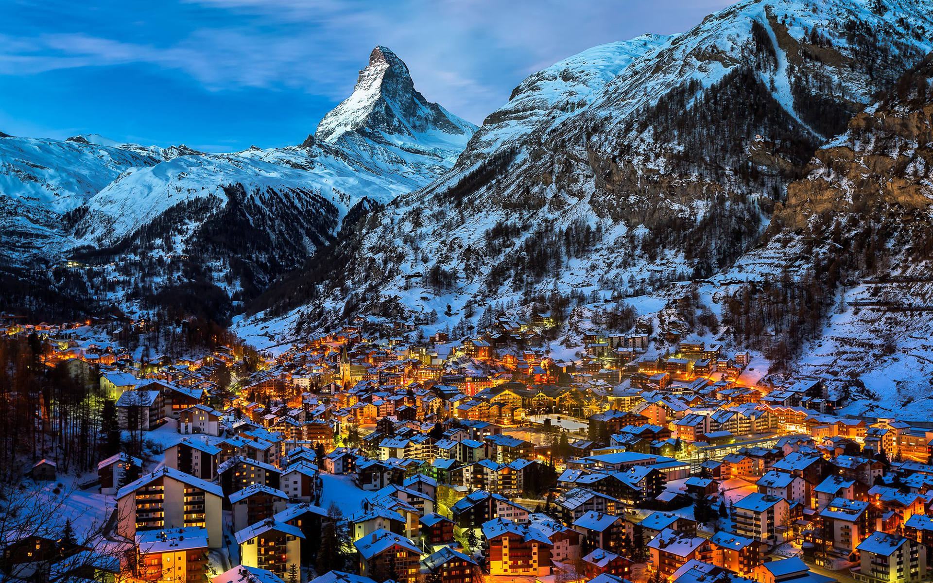 Alps City Zermatt Night Light 1920x1200