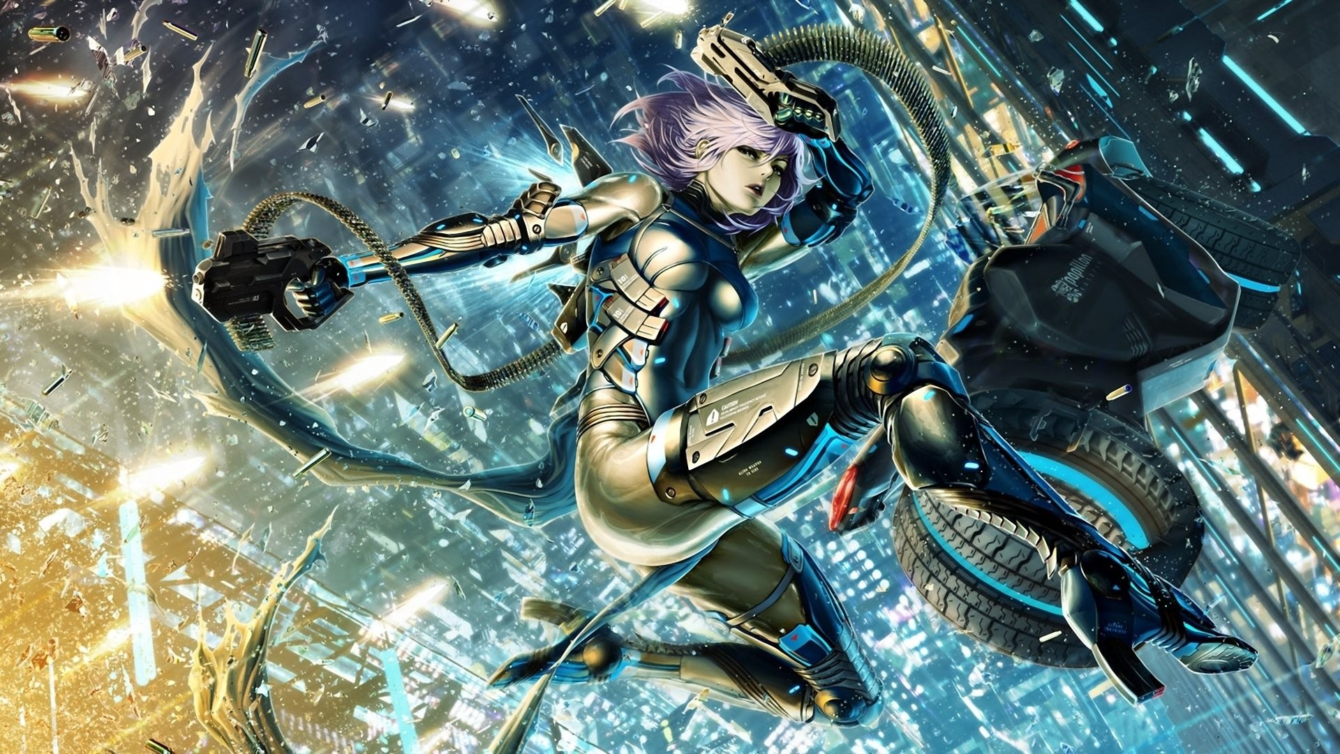 Artwork Fantasy Art Anime Cyborg Futuristic City Original Characters Cyberpunk Anime Girls 1920x1080