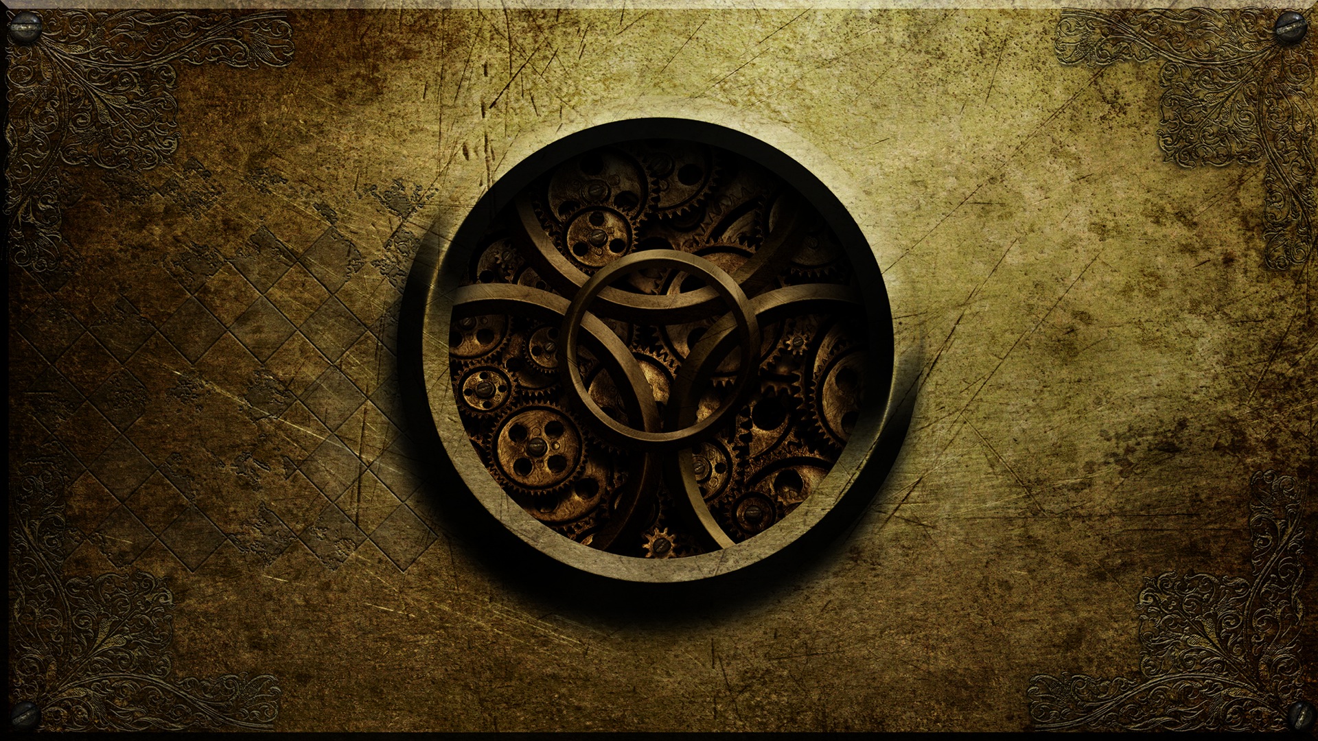 Steampunk Gears Artwork Mechanics Digital Art Clockwork Clockworks Machine Grunge 1920x1080