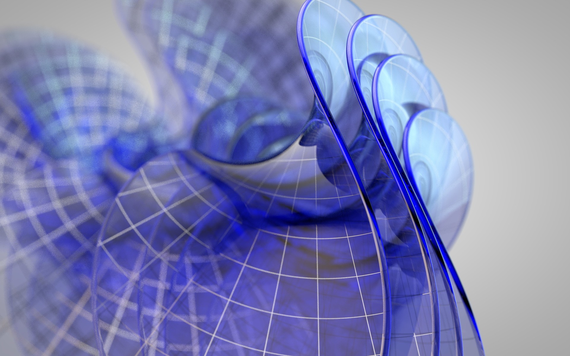 Digital Art Abstract CGi Blue Nets 3D Map 1920x1200