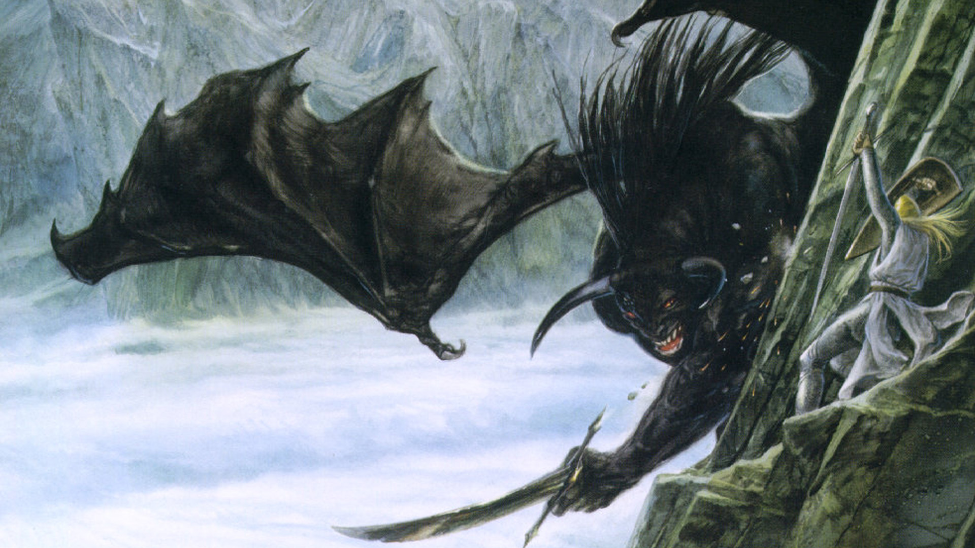 J R R Tolkien Balrog The Silmarillion John Howe Fantasy Art Artwork 1920x1080