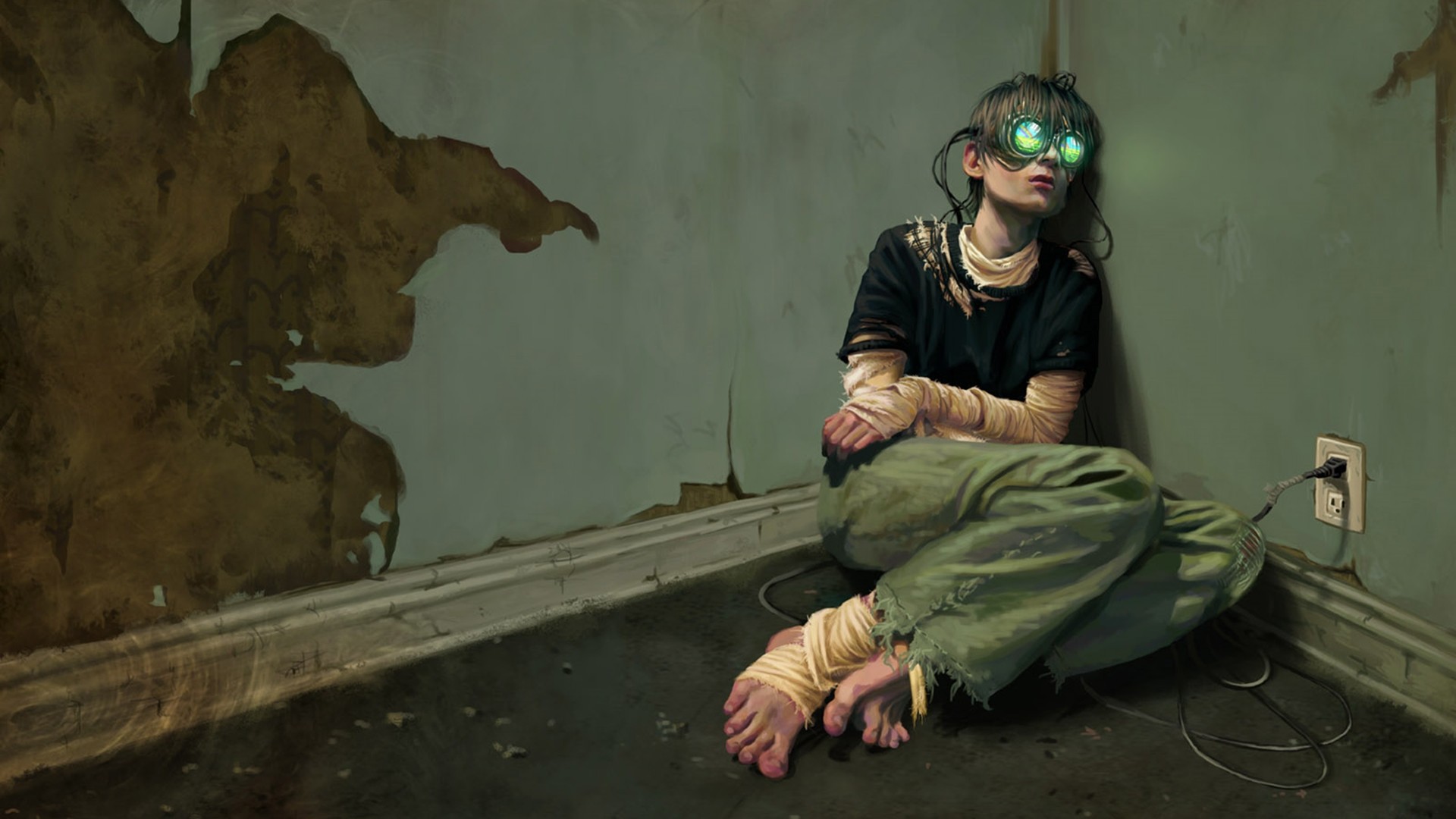 Dystopian Sad Cyberpunk Virtual Reality 1920x1080