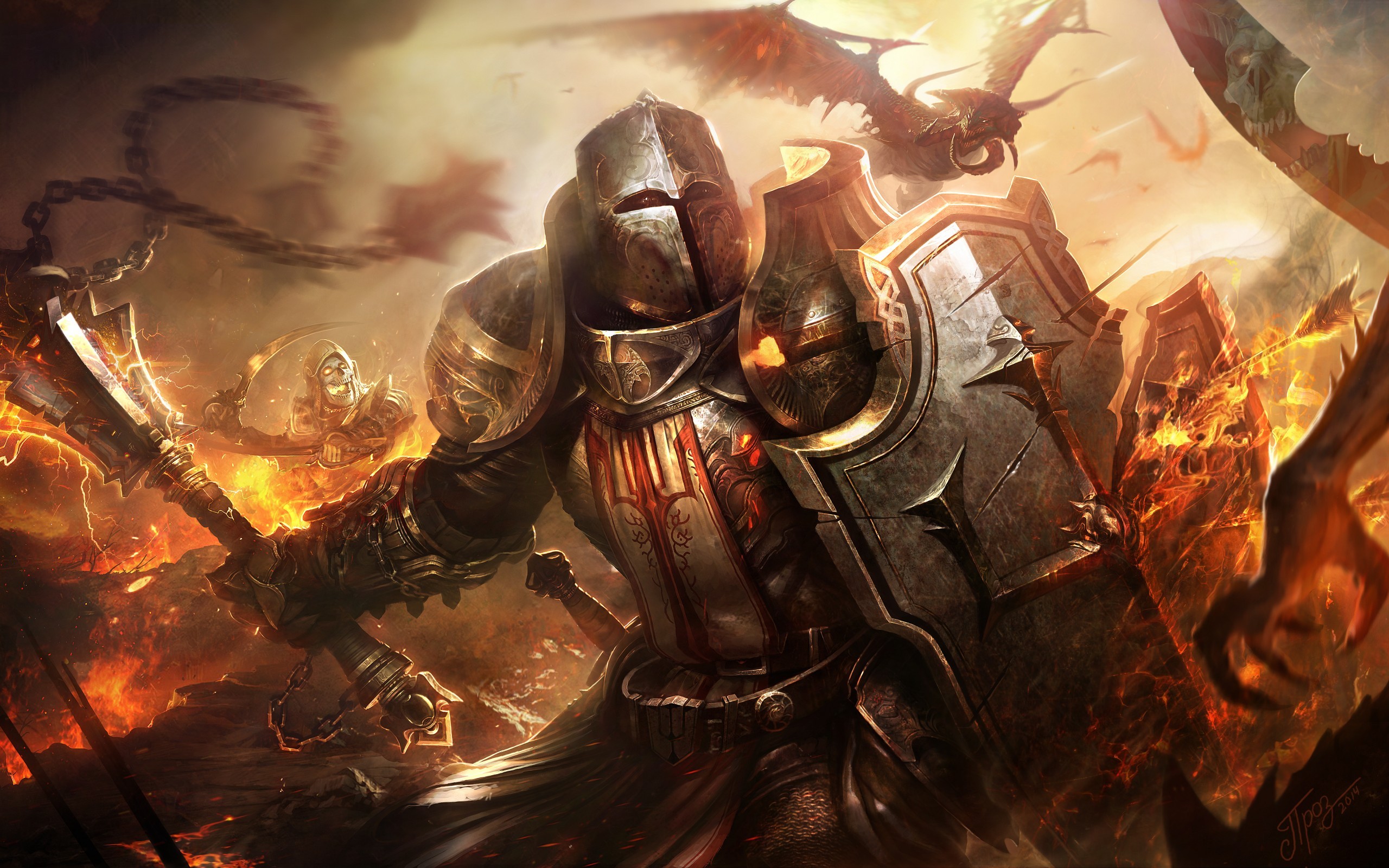Warrior Shield Dragon Skeleton Diablo 3 Reaper Of Souls 2560x1600