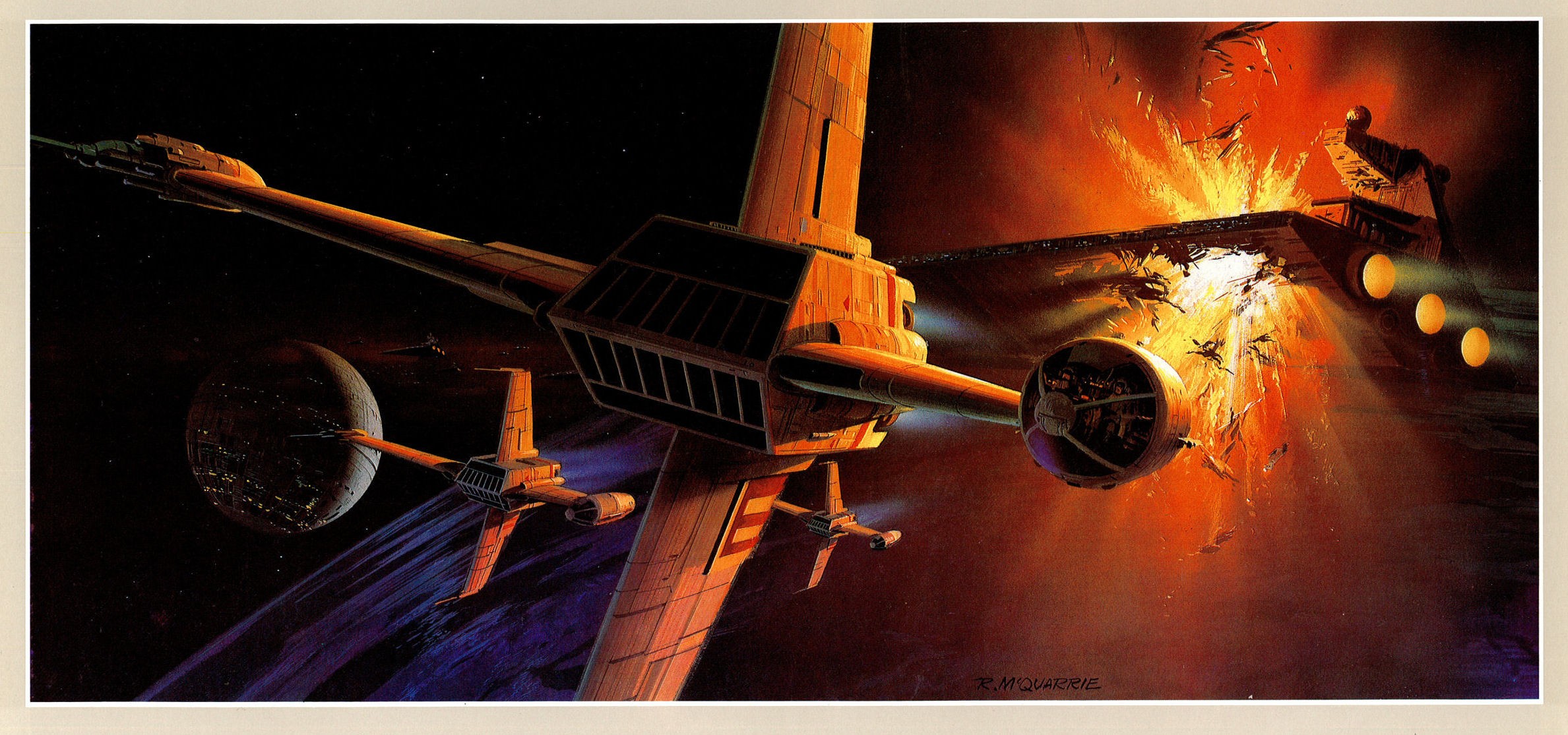 Star Wars Artwork Science Fiction Ralph McQuarrie B Wing Star Destroyer Death Star Concept Art Star  2377x1115