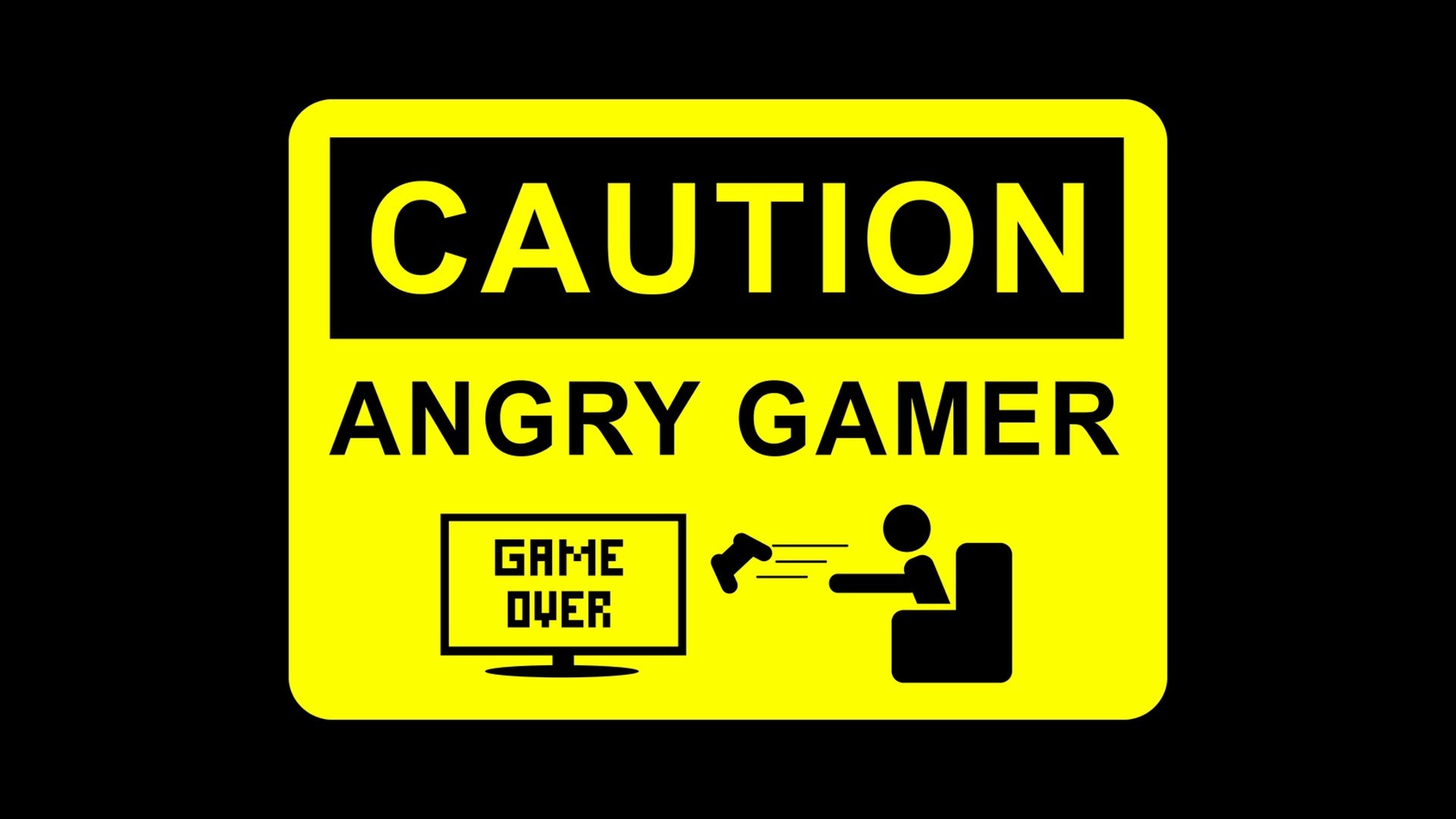Computer Minimalism GAME OVER Typography Gamers Video Games Sign Yellow Humor 1920x1080