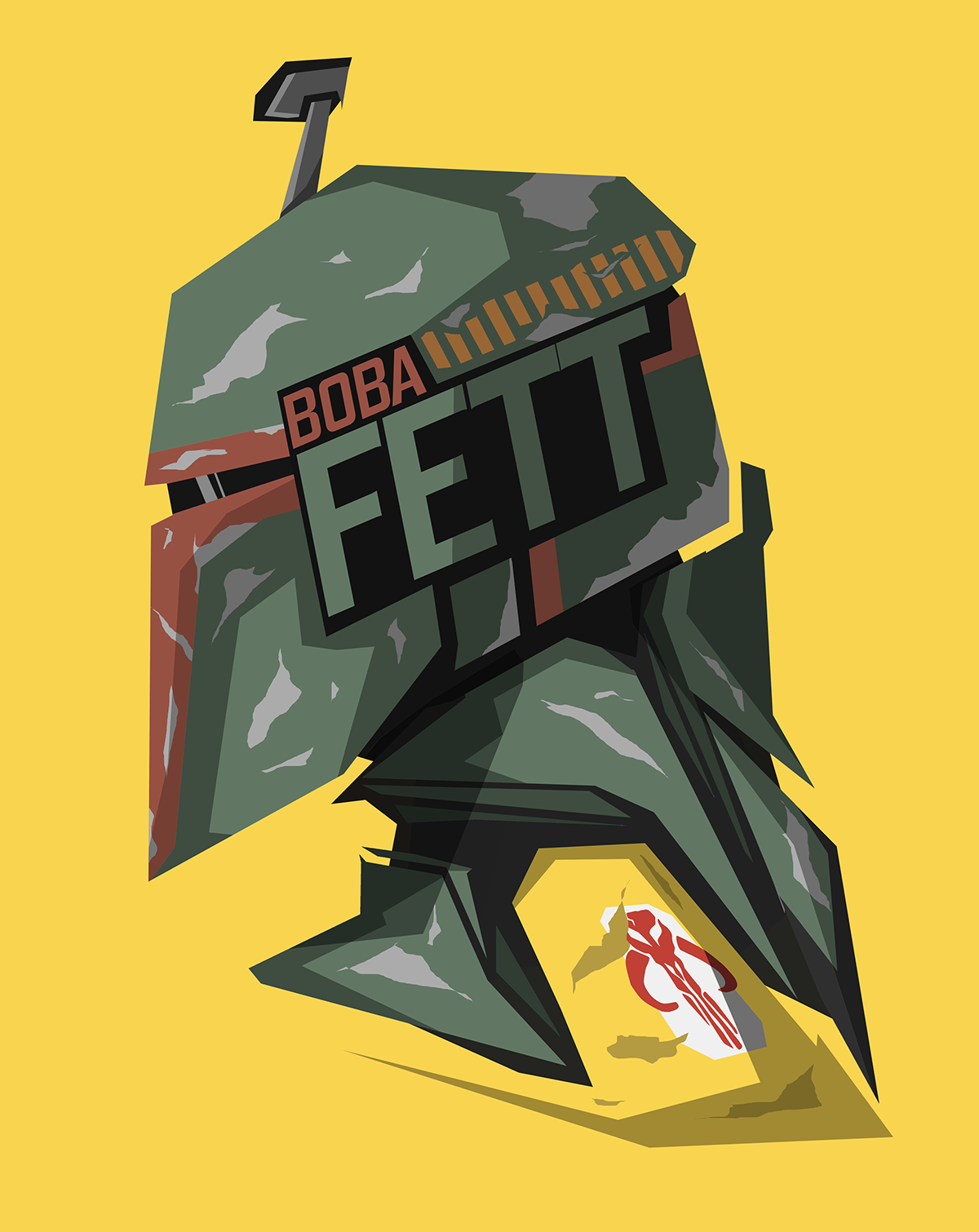 Boba Fett Yellow Background Bounty Hunter Helmet Science Fiction 1200x1510