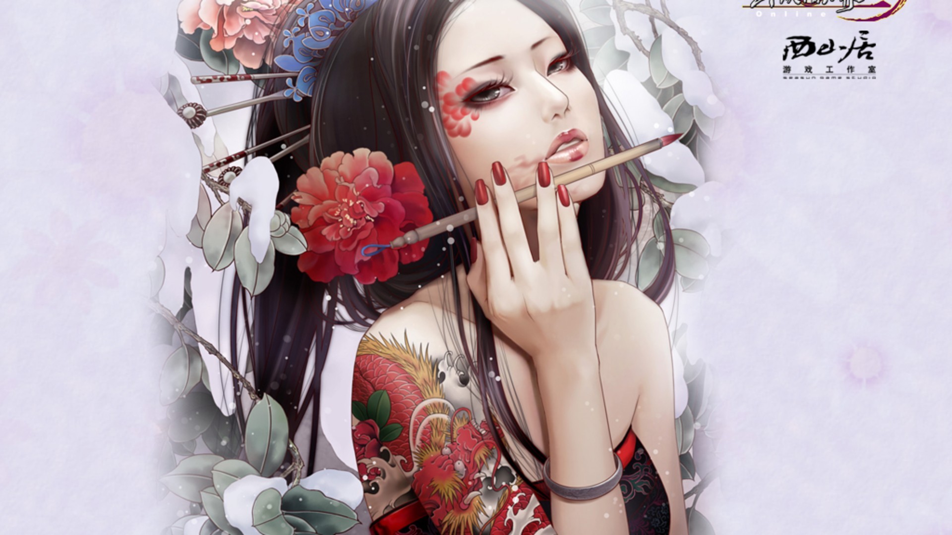 Jx Online Hair Ornament Tattoo Anime Girls Painted Nails Anime 1920x1080