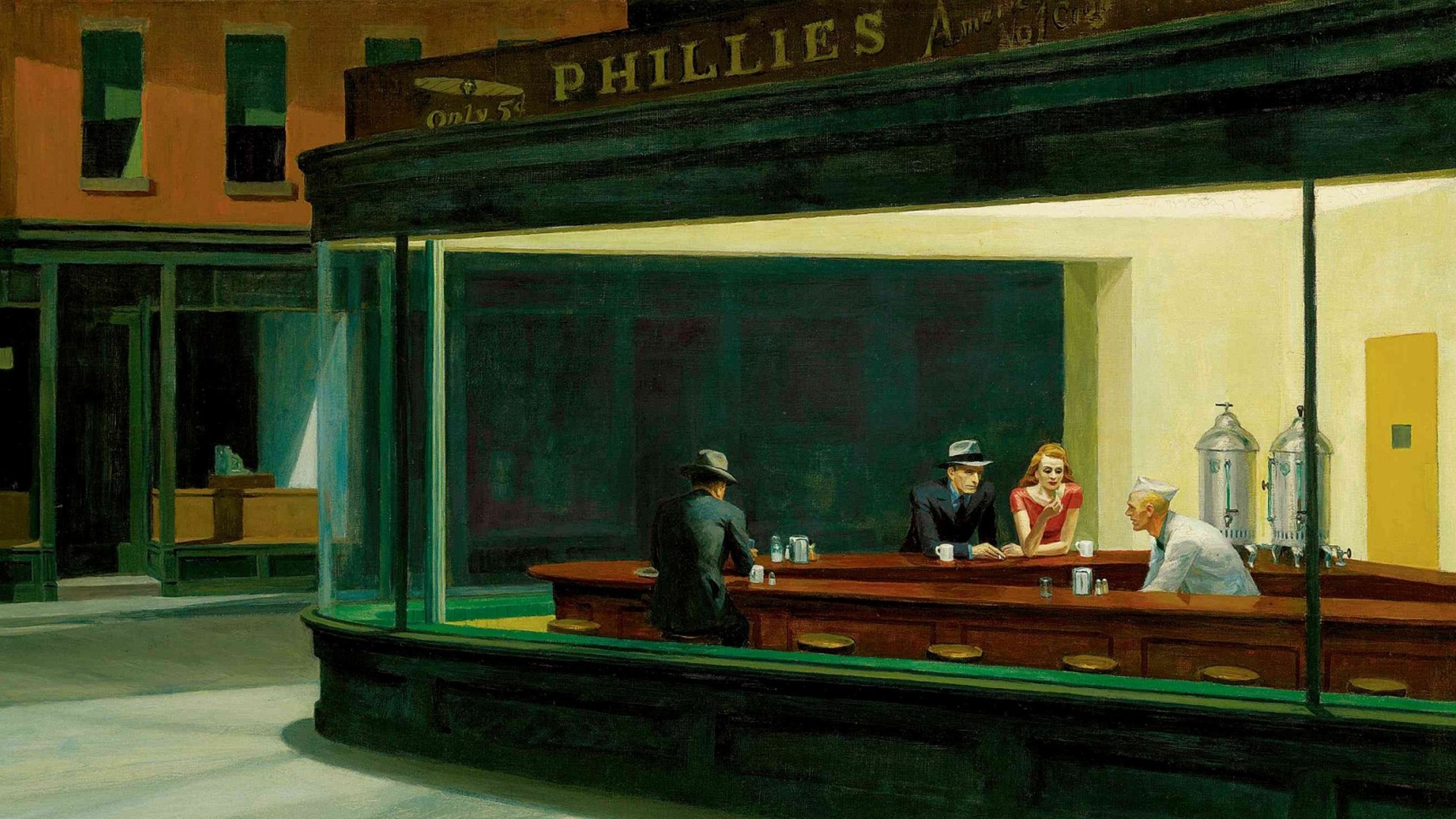 Edward Hopper Classic Art Nighthawks Painting Diner 1920x1080