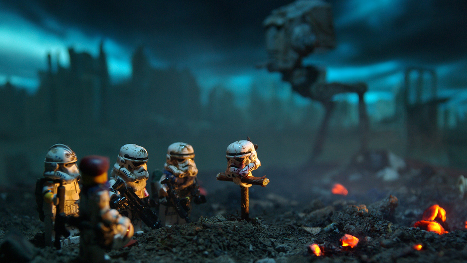 Miniatures Depth Of Field Battlefield Stormtrooper Toys Dark AT ST Humor Blue AT ST Walker 1920x1080