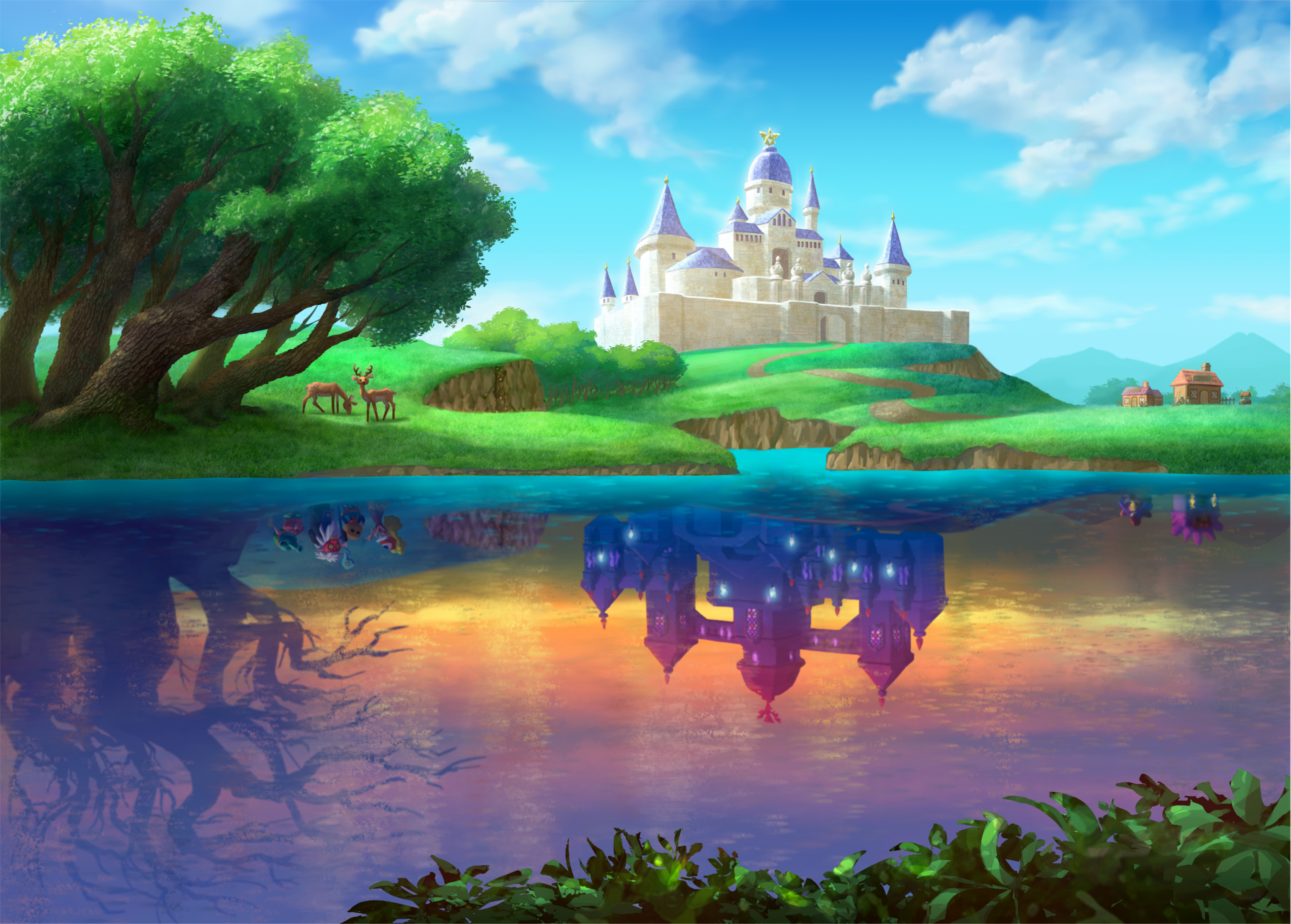 Castle Splitting Elk Reflection The Legend Of Zelda Video Games The Legend Of Zelda A Link Between W 3001x2148