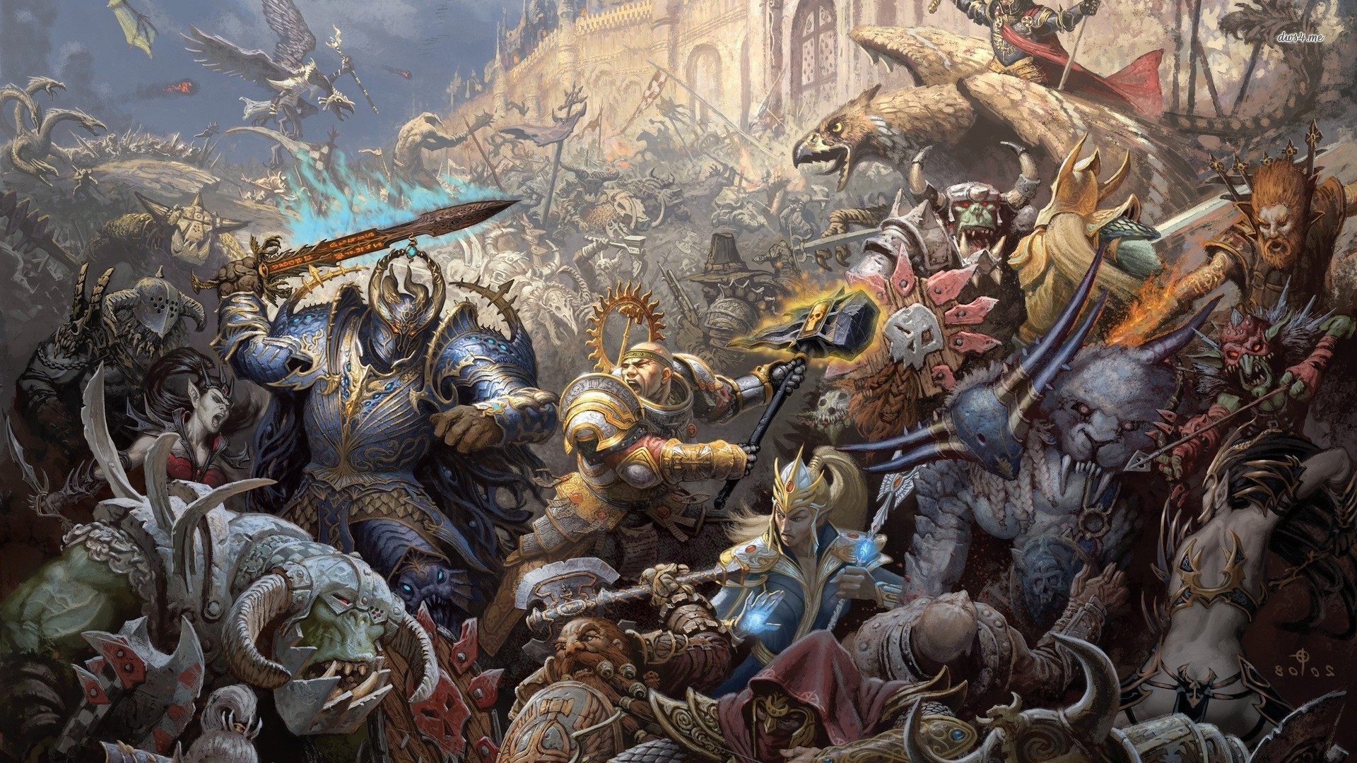 Warhammer Warhammer Fantasy Sword Griffin Orc Goblin Troll Face Knight War Dwarf 1920x1080