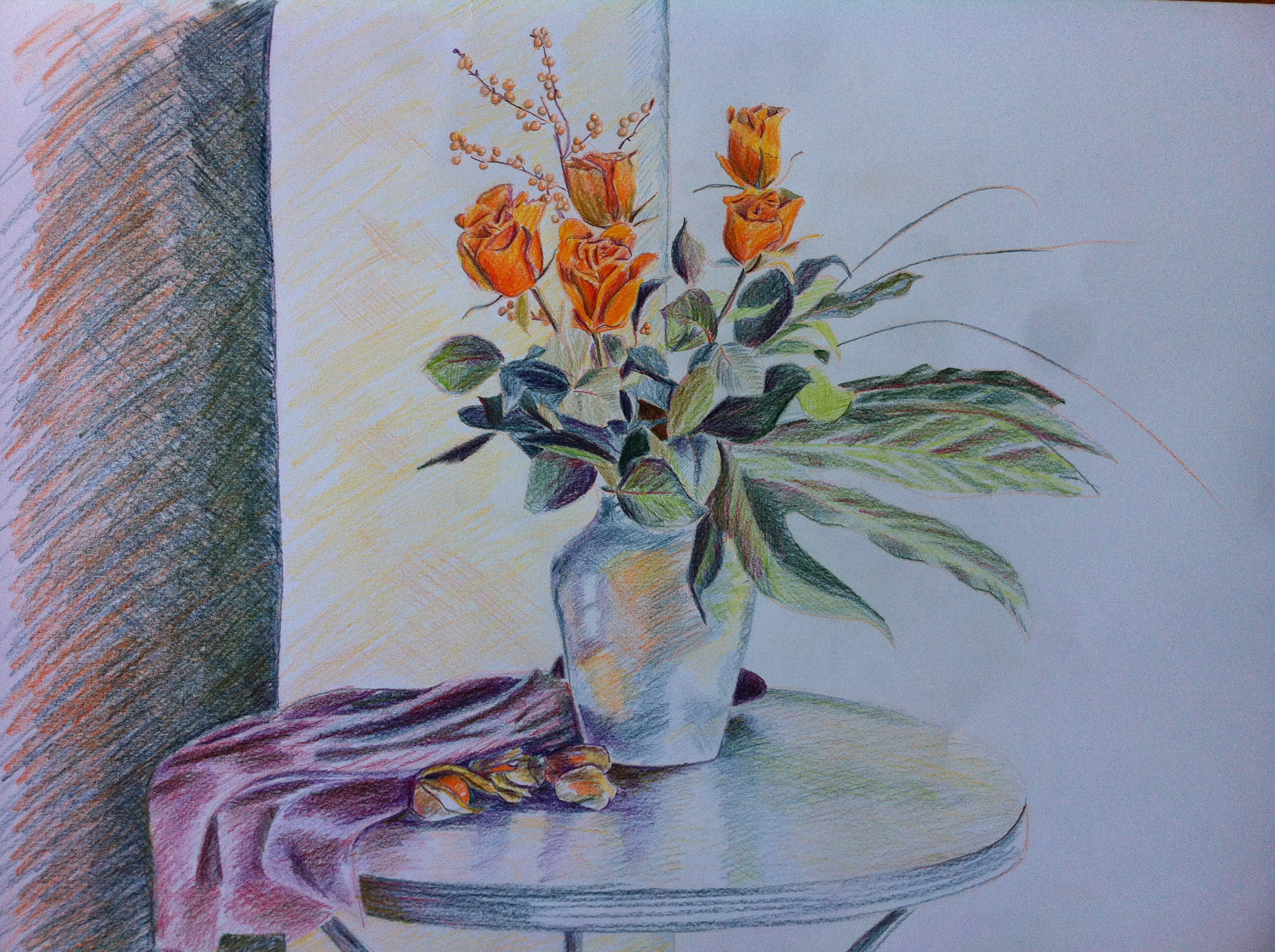 roses in #vase drawn in 2013 #pencil #sketch | Flower vase drawing, Flower  sketches, Pencil drawings of flowers