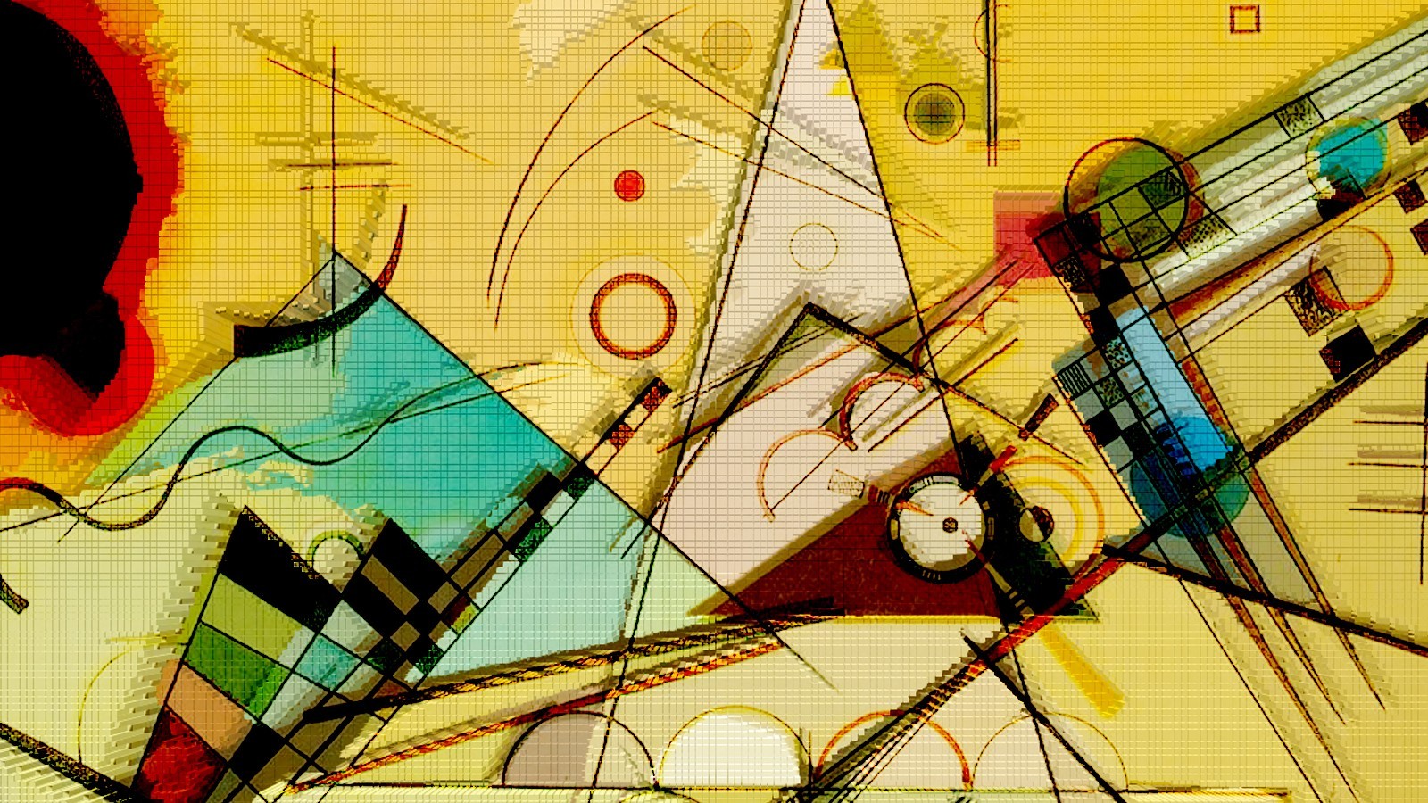 Wassily Kandinsky Painting Abstract Circle Triangle Geometry Classic Art 1600x900