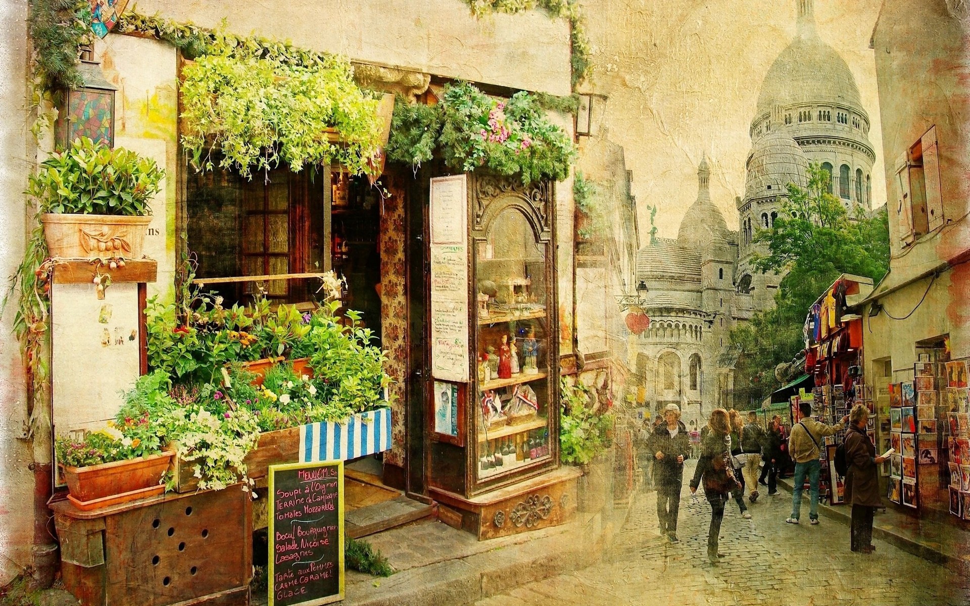 Vintage Sacre Coeur Paris France Montmartre City Street 1920x1200