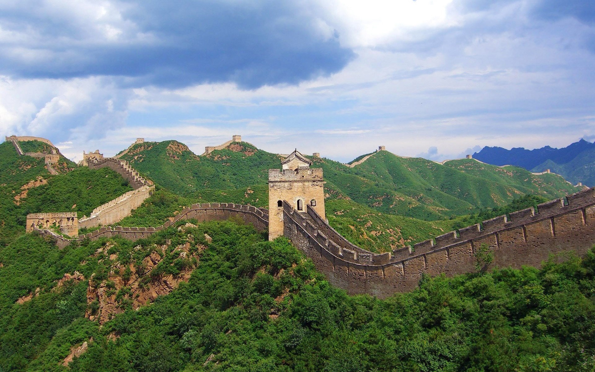 Building Great Wall Of China Medieval Mountains Landscape Fort Stone Wall 1920x1200