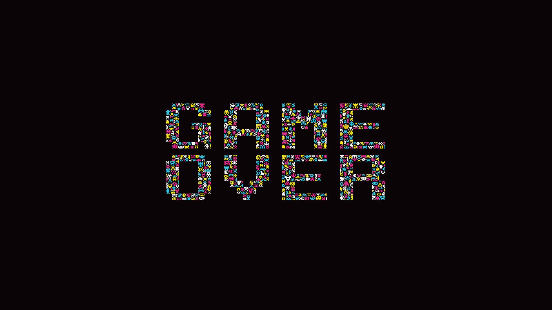 Video Games GAME OVER Space Invaders Black Background Retro Games Typography Minimalism Simple Backg 1920x1080