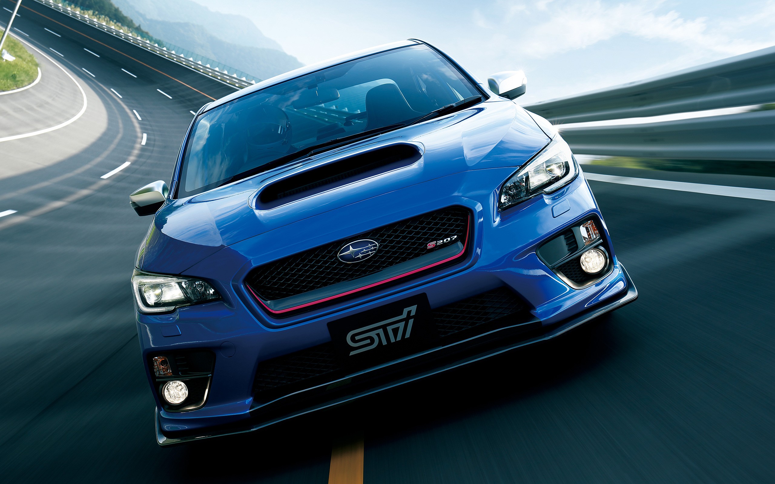 Subaru Impreza WRX STi Car Race Tracks Sports Sedan Frontal View Scoop Vehicle Banked Turn Subaru Ja 2560x1600