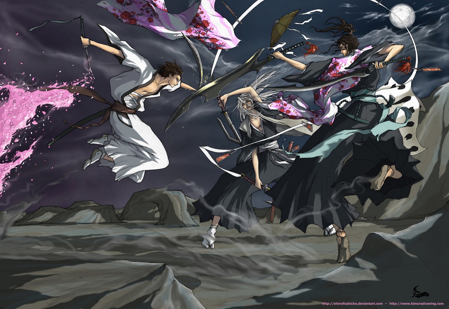 Sousuke Aizen Shunsui Ky Raku Fighting Bleach 1550x1067