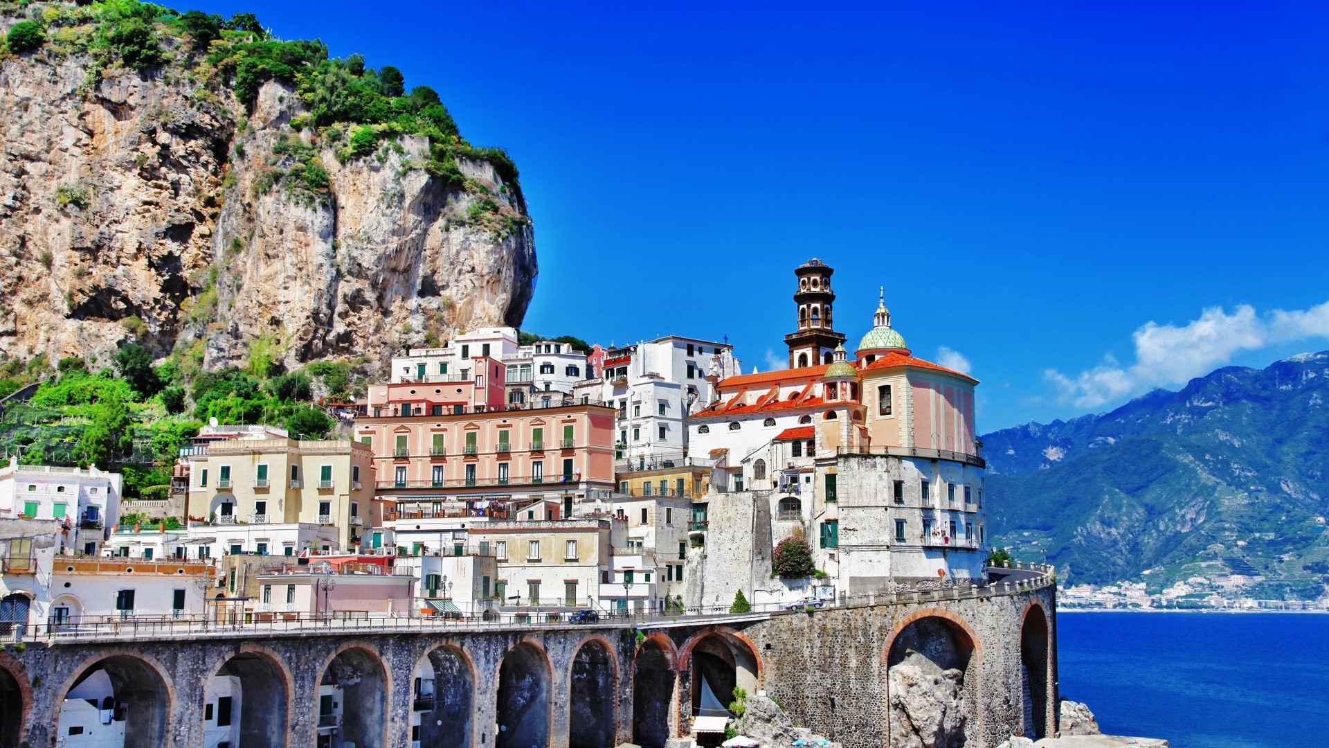 City Amalfi Italy Town Cityscape Old Building 1920x1080