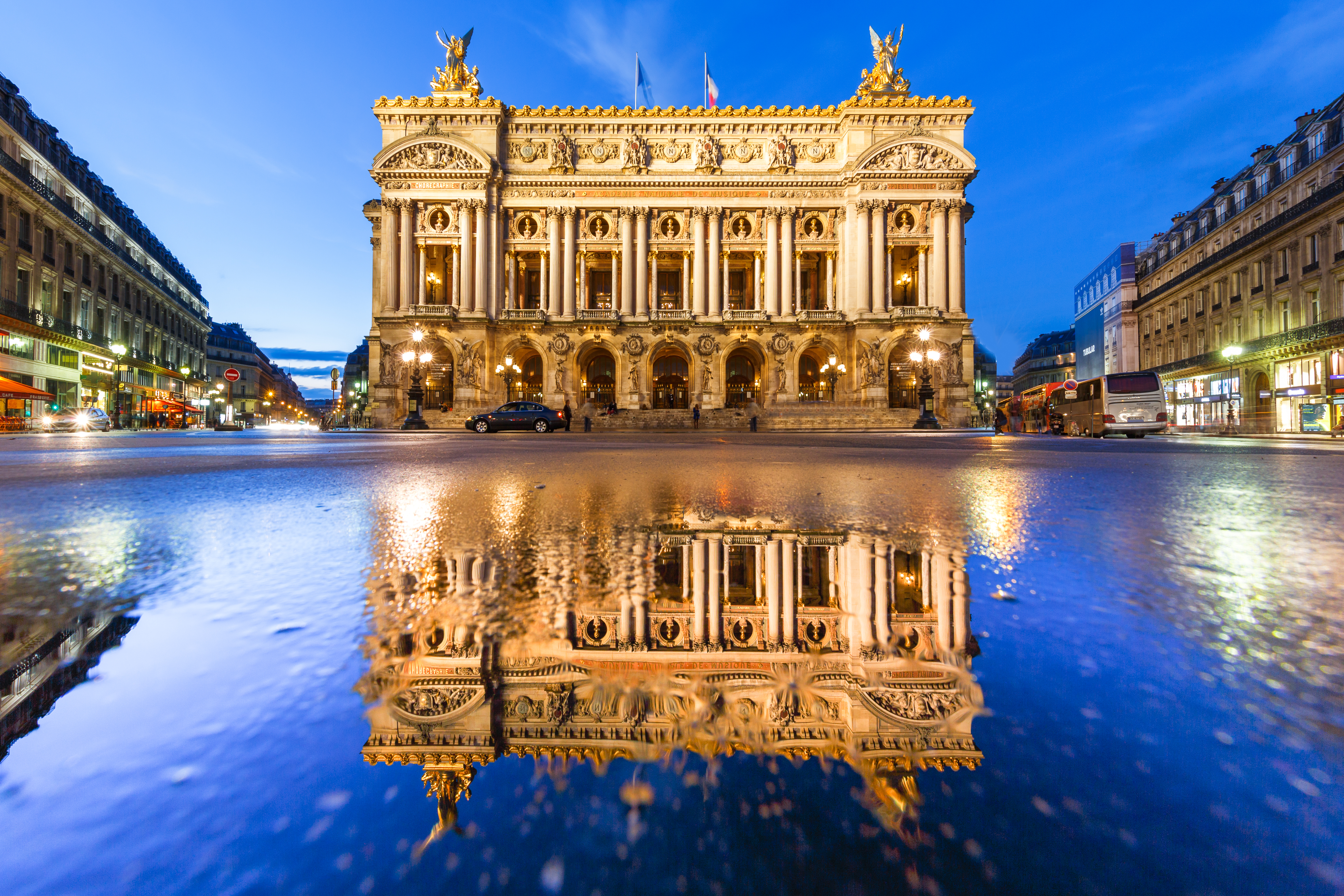 Palais Garnier Monument Architecture Paris Night Reflection 5087x3391