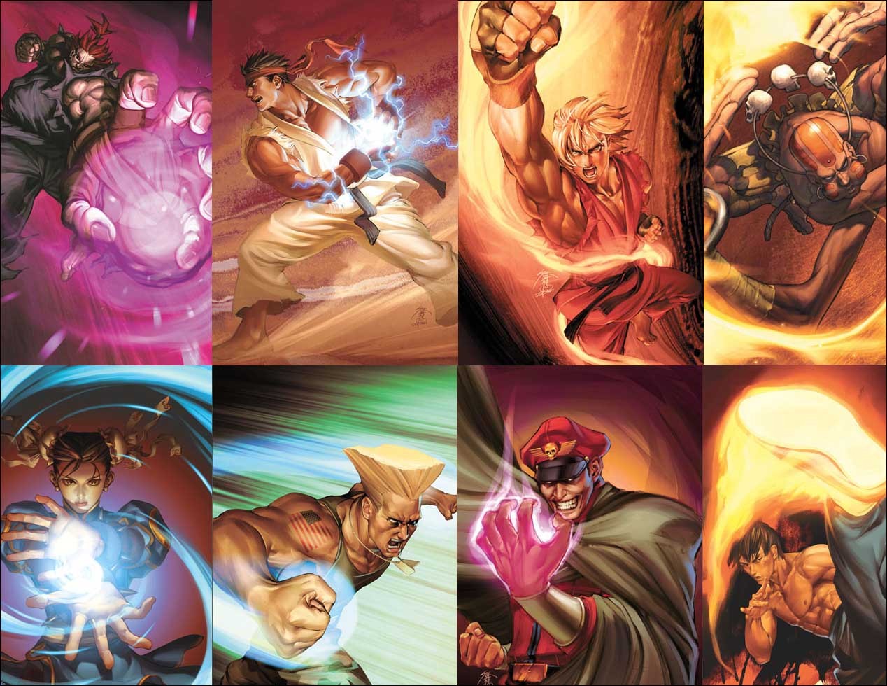 Ryu Street Fighter Street Fighter Collage Video Games Chun Li M Bison Guile Character Akuma Dhalsim 1268x980