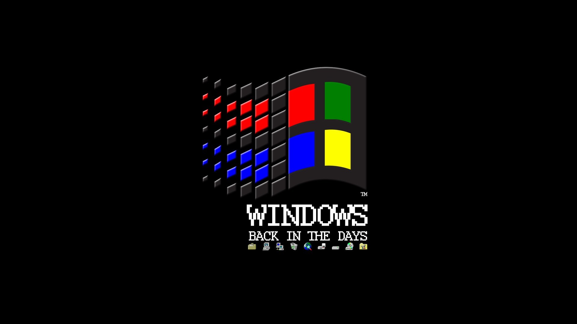 Microsoft Windows Vintage Logo Black Background Floppy Disk MS DOS Internet 1920x1080
